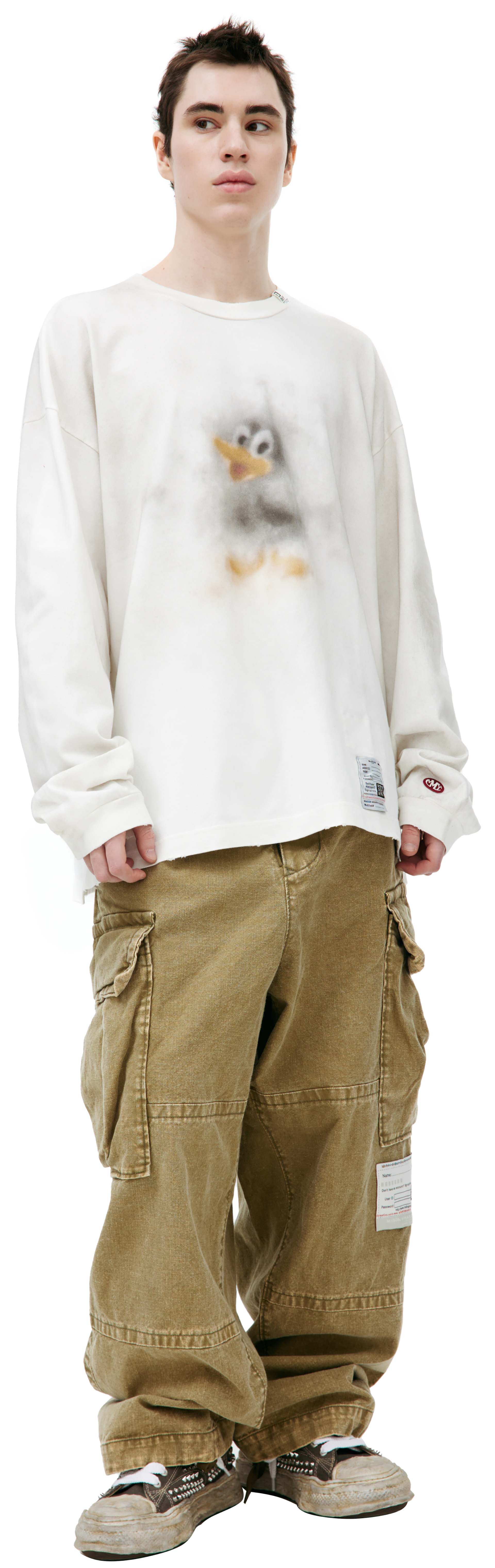 Maison Mihara Yasuhiro Белый лонгслив с принтом