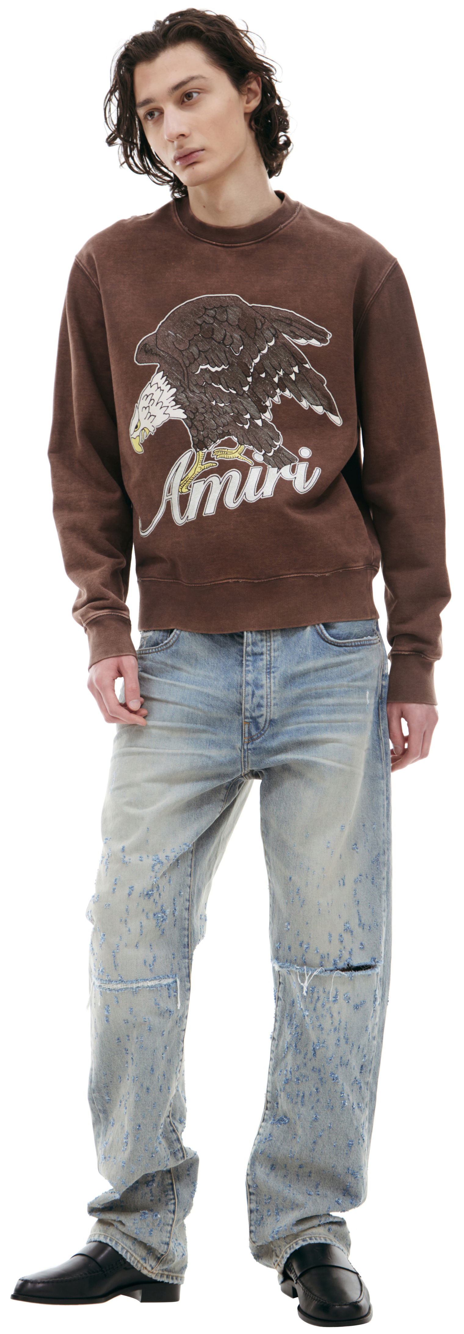 AMIRI Коричневый свитшот с принтом
