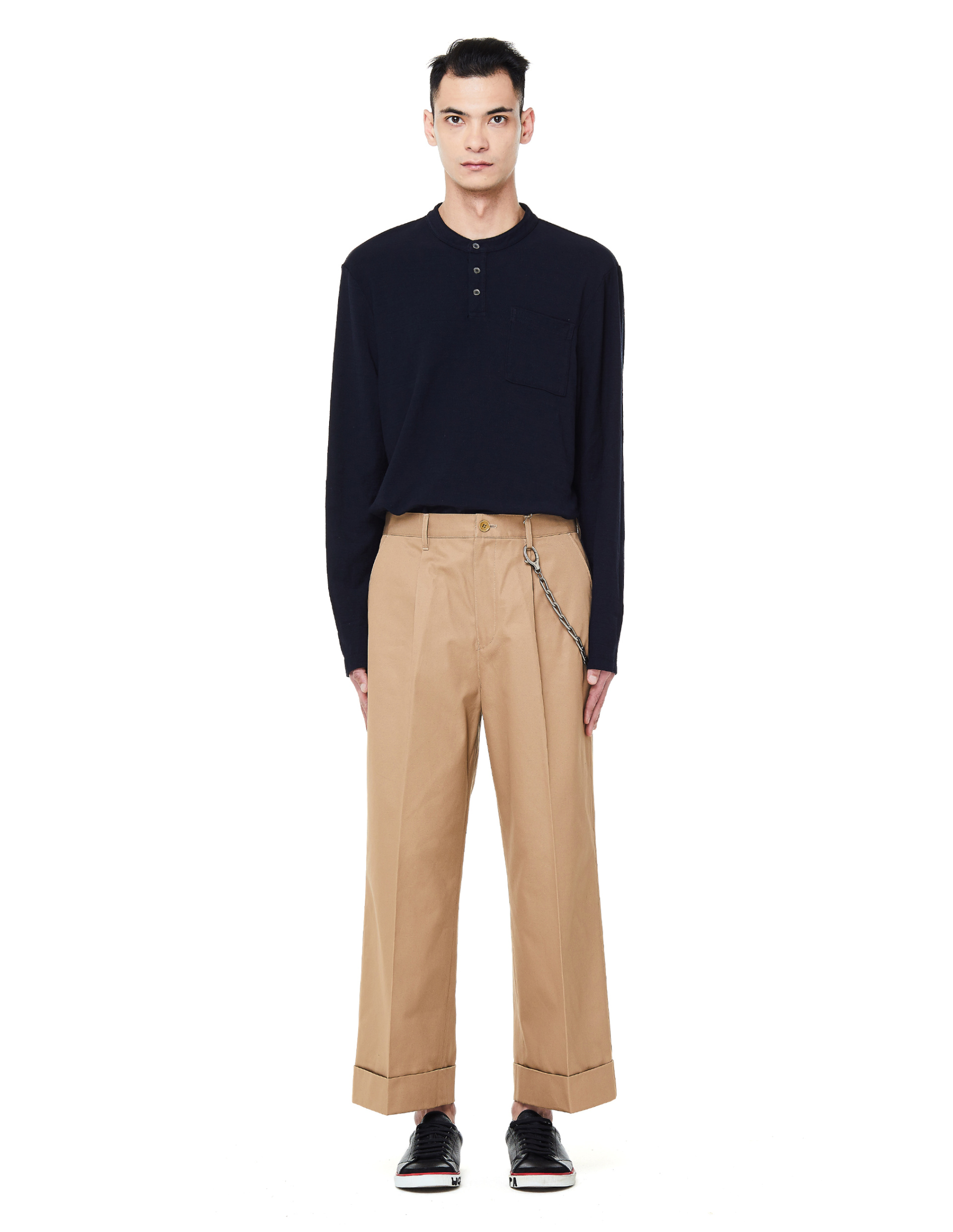 James Perse Хлопковый лонгслив с воротником-стойкой