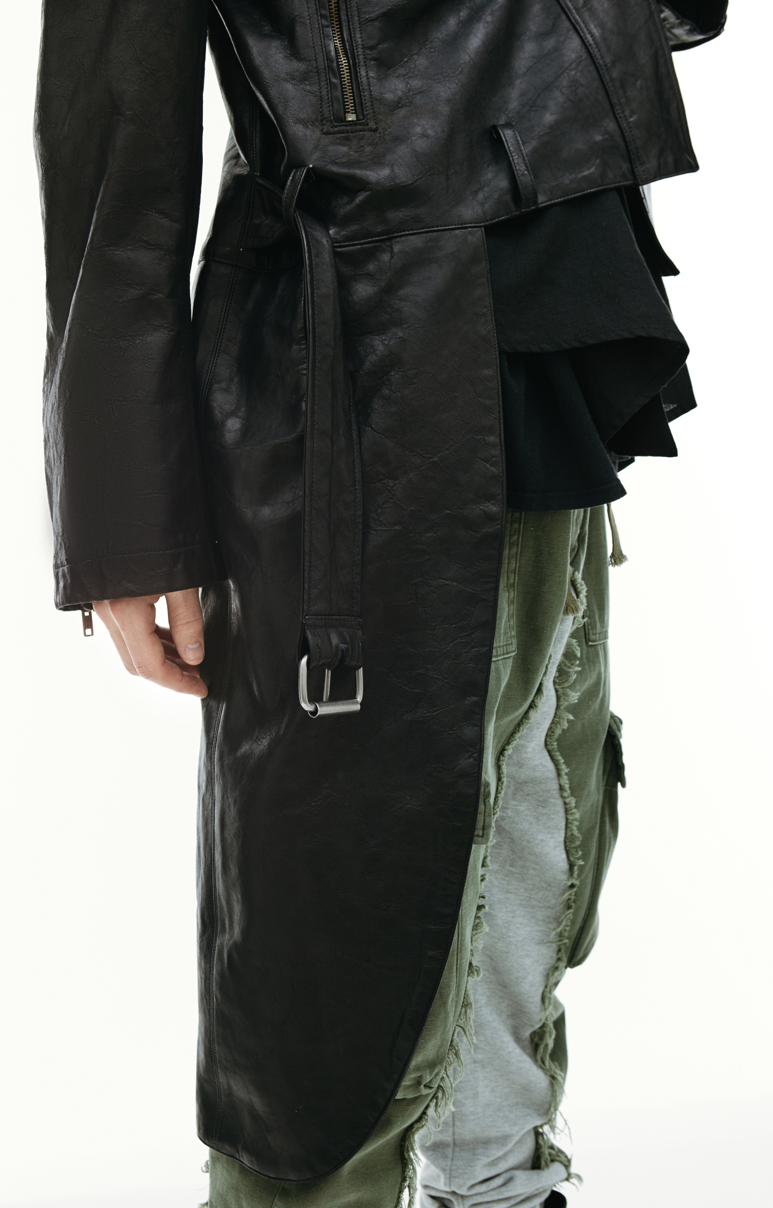 Greg Lauren Черное пальто из кожи