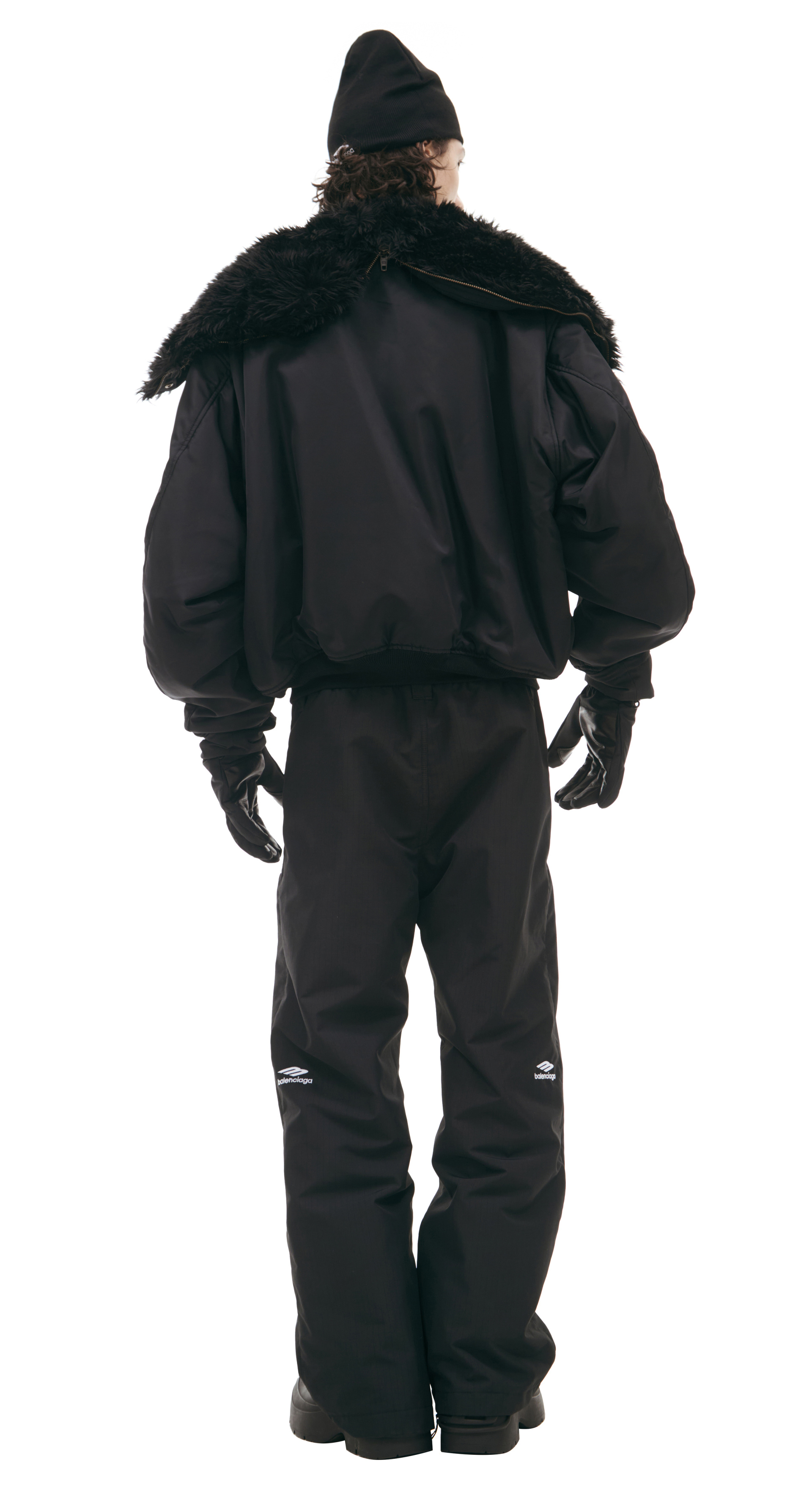 Balenciaga Бомбер с меховым воротом