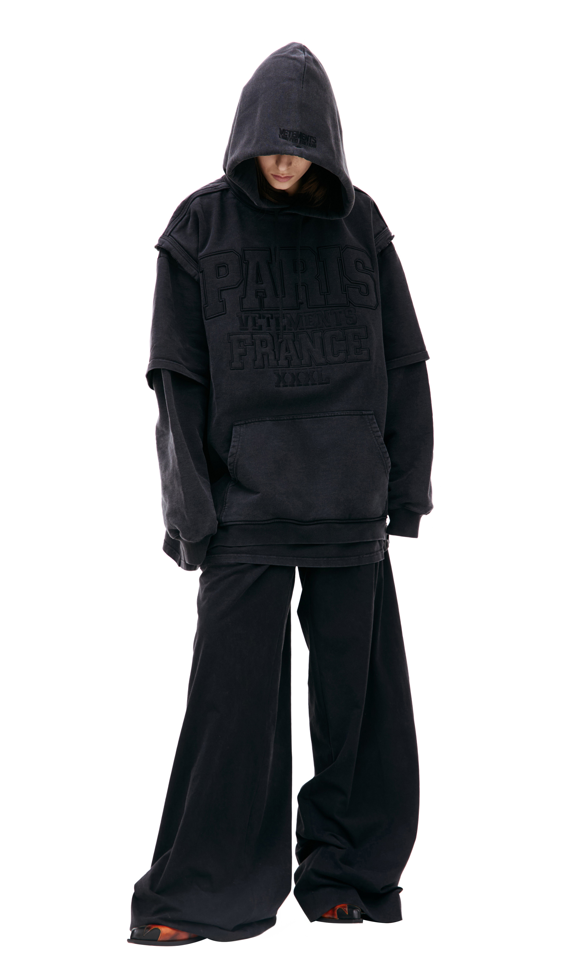 VETEMENTS Оверсайз худи с нашивкой \'PARIS XXXL\'