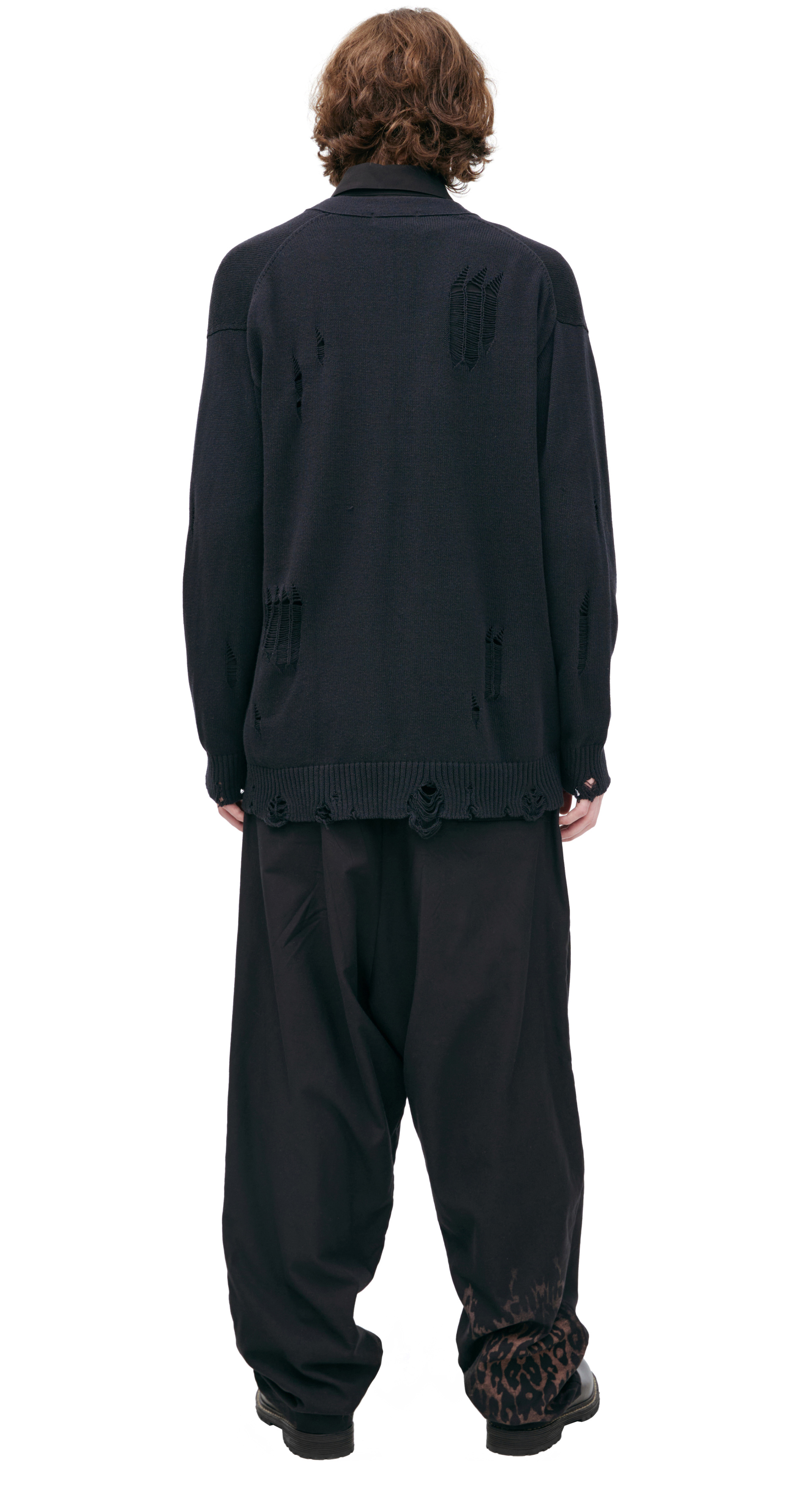 Yohji Yamamoto Вязаный кардиган с потертостями