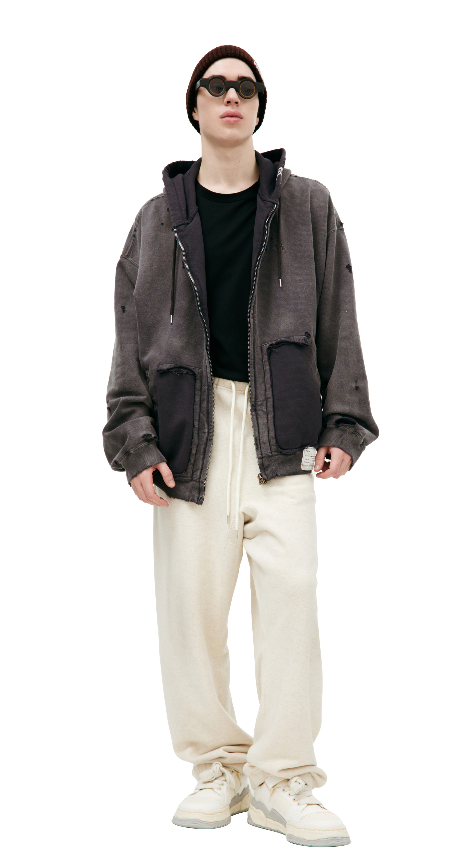 Maison Mihara Yasuhiro Серое худи на молнии