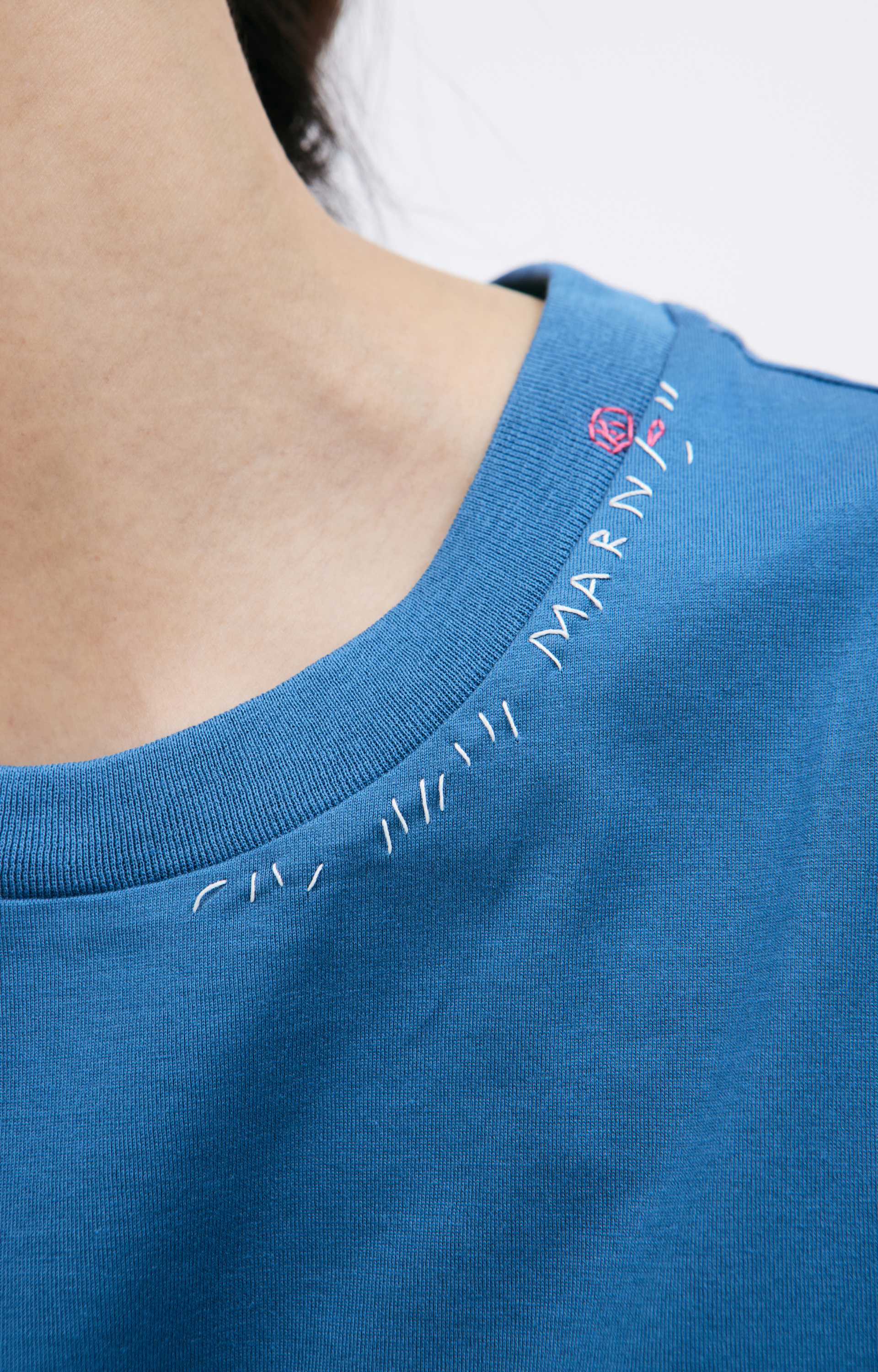 Marni Синяя футболка с принтом