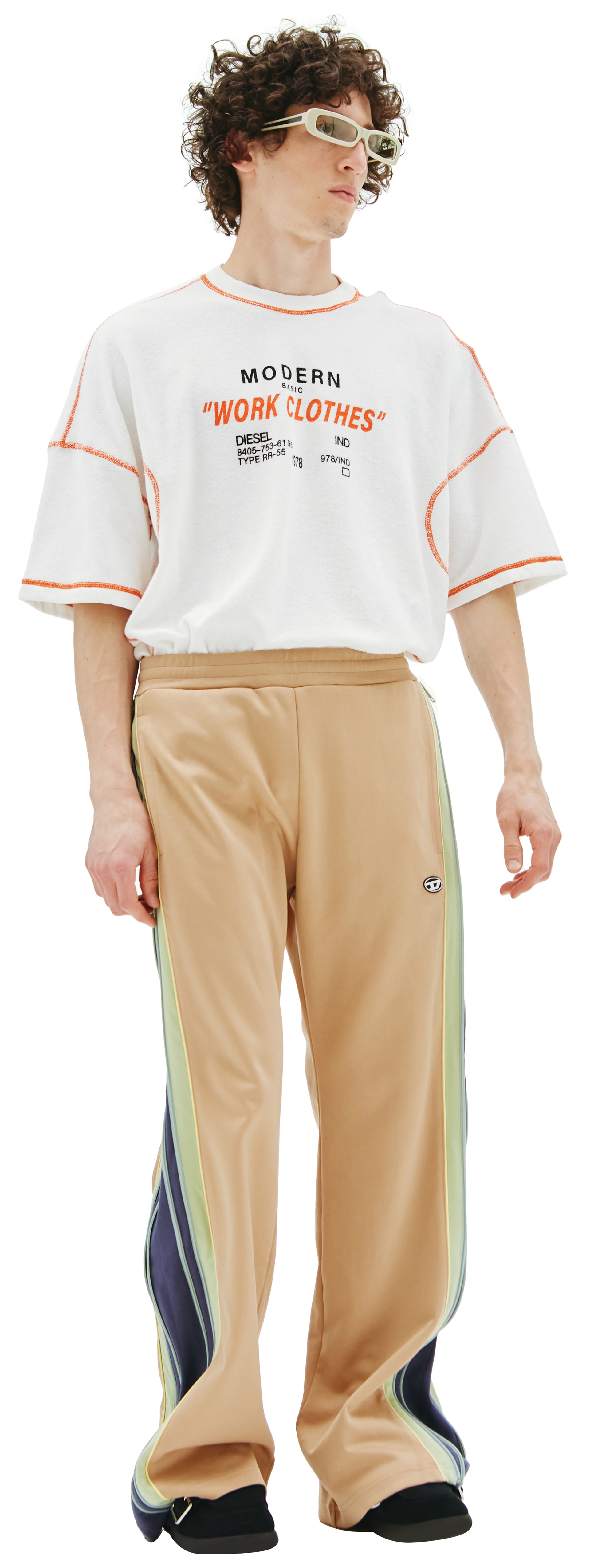 Diesel Бежевые брюки с лампасами