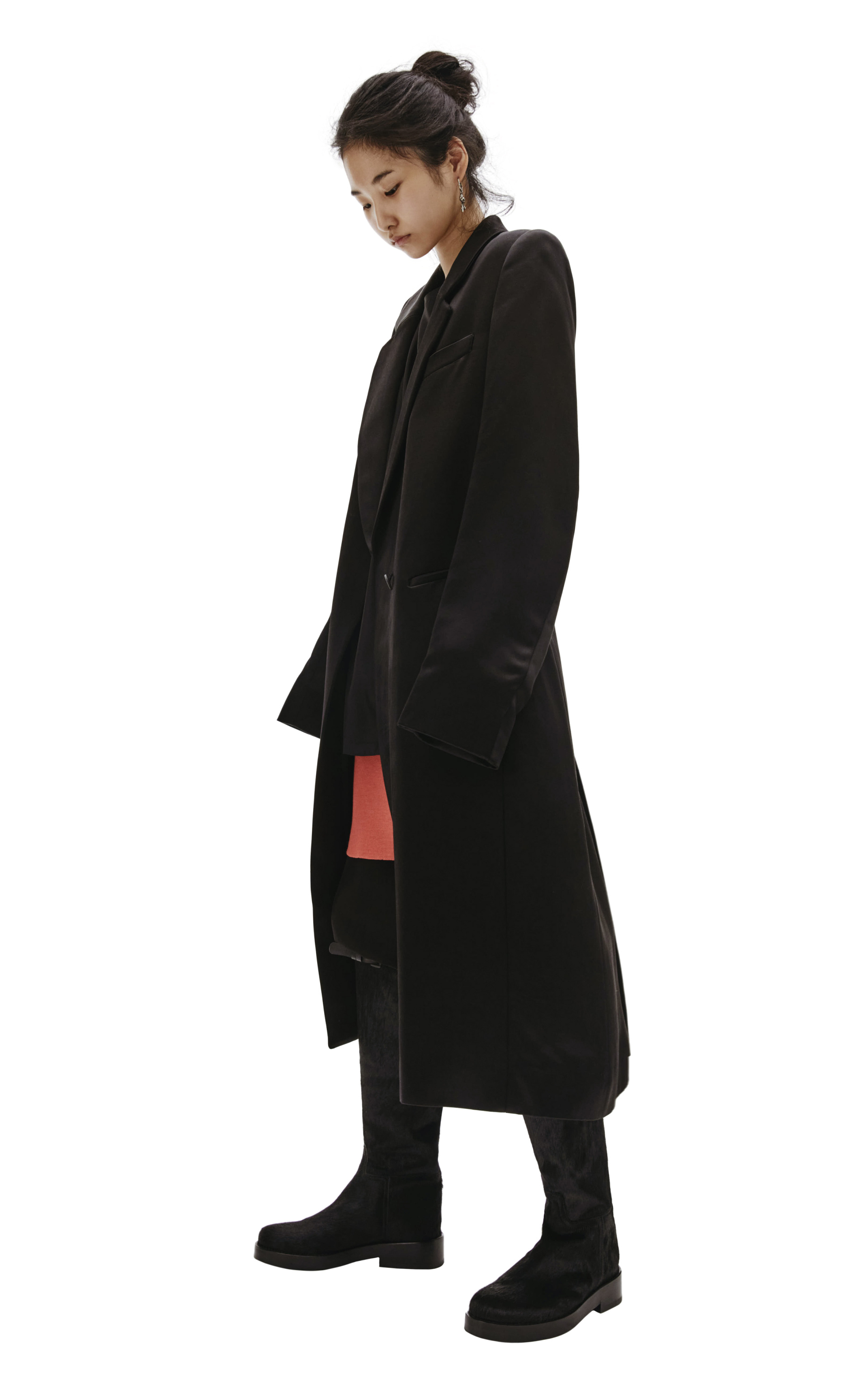 Ann Demeulemeester Черное пальто из сатина