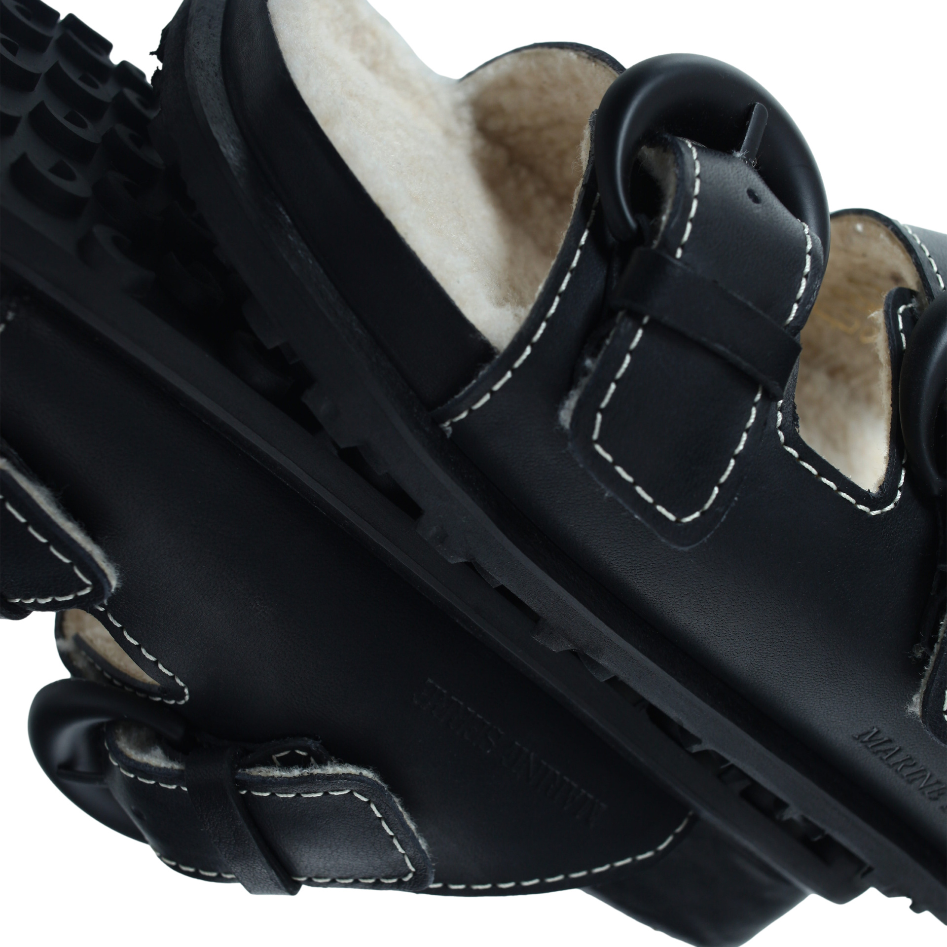 MARINE SERRE Кожаные сандалии с квадратным мысом