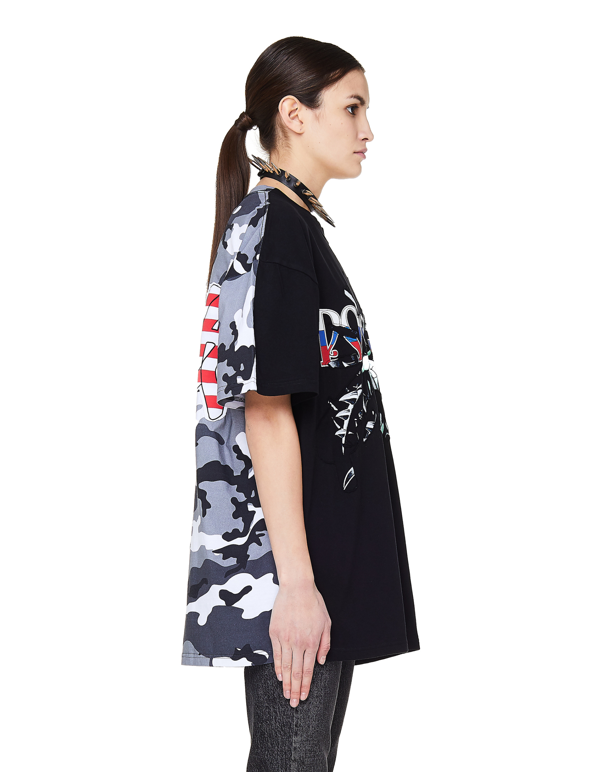 VETEMENTS Футболка с принтом и аппликацией