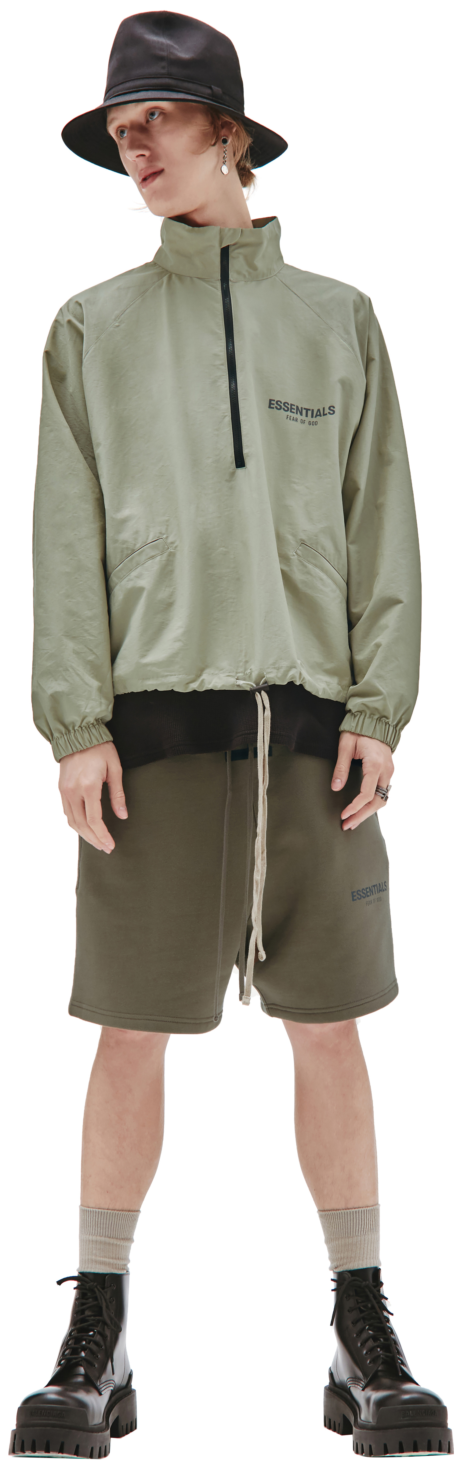 Fear of God Essentials Зеленый анорак на молнии с логотипом