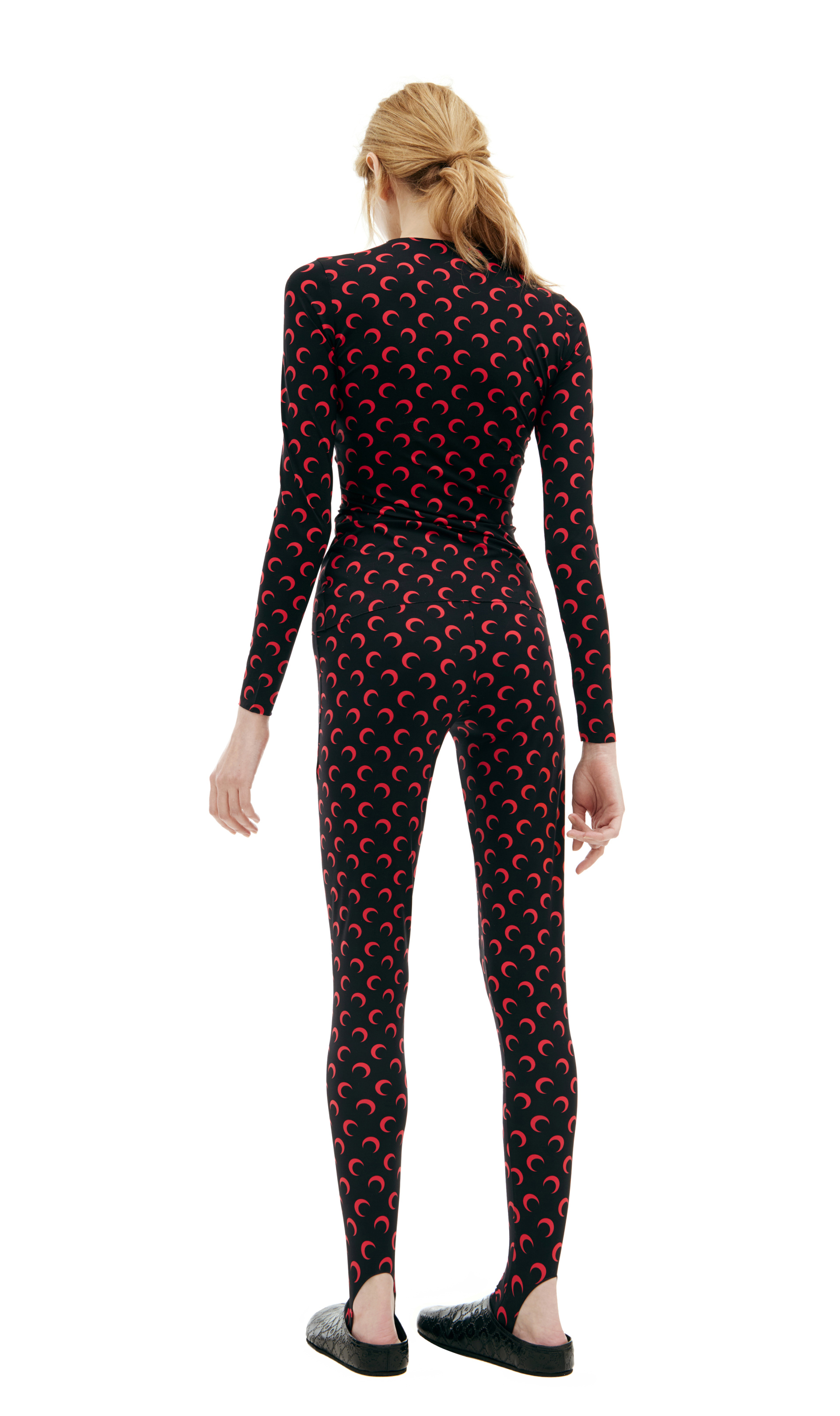 MARINE SERRE Черный лонгслив с монопринтом