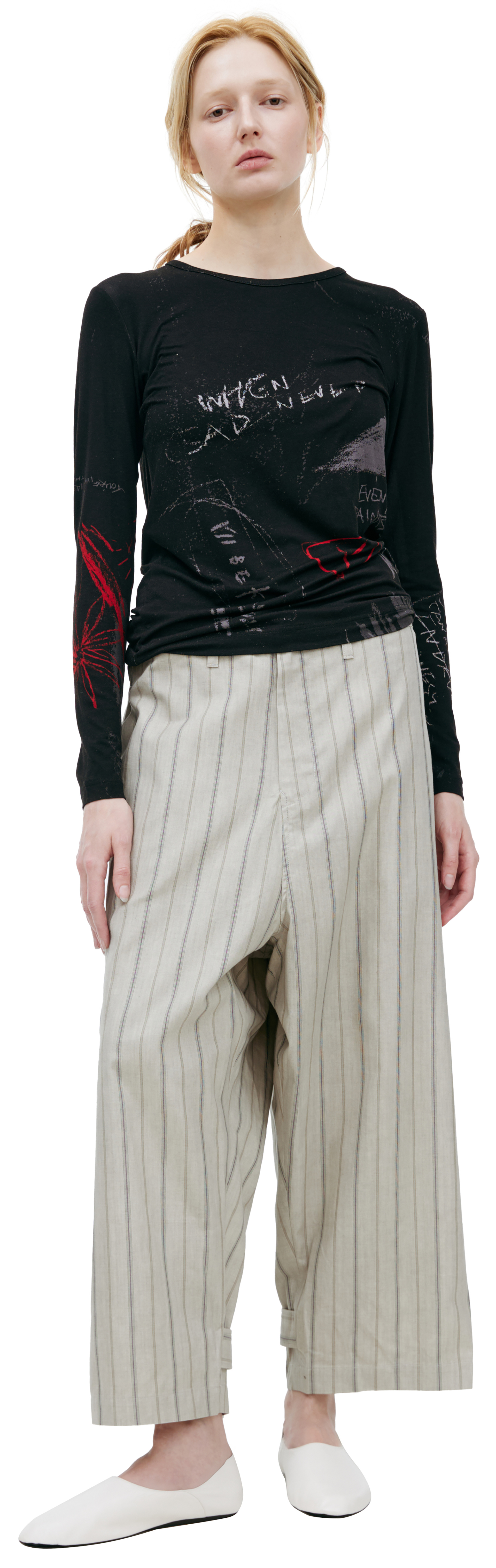 Y\'s Черный лонгслив с монопринтом