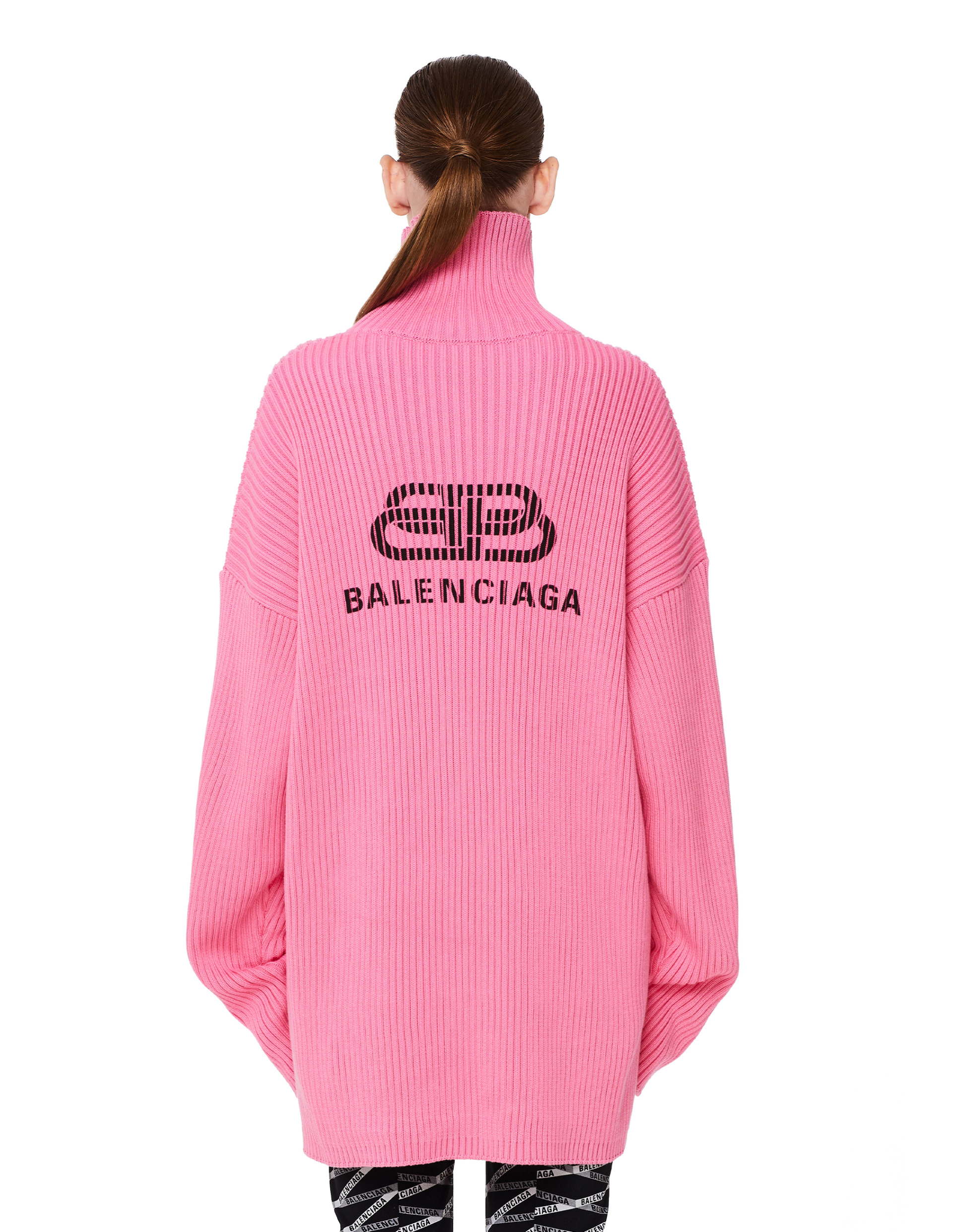 Balenciaga Розовый хлопковый свитер с логотипом