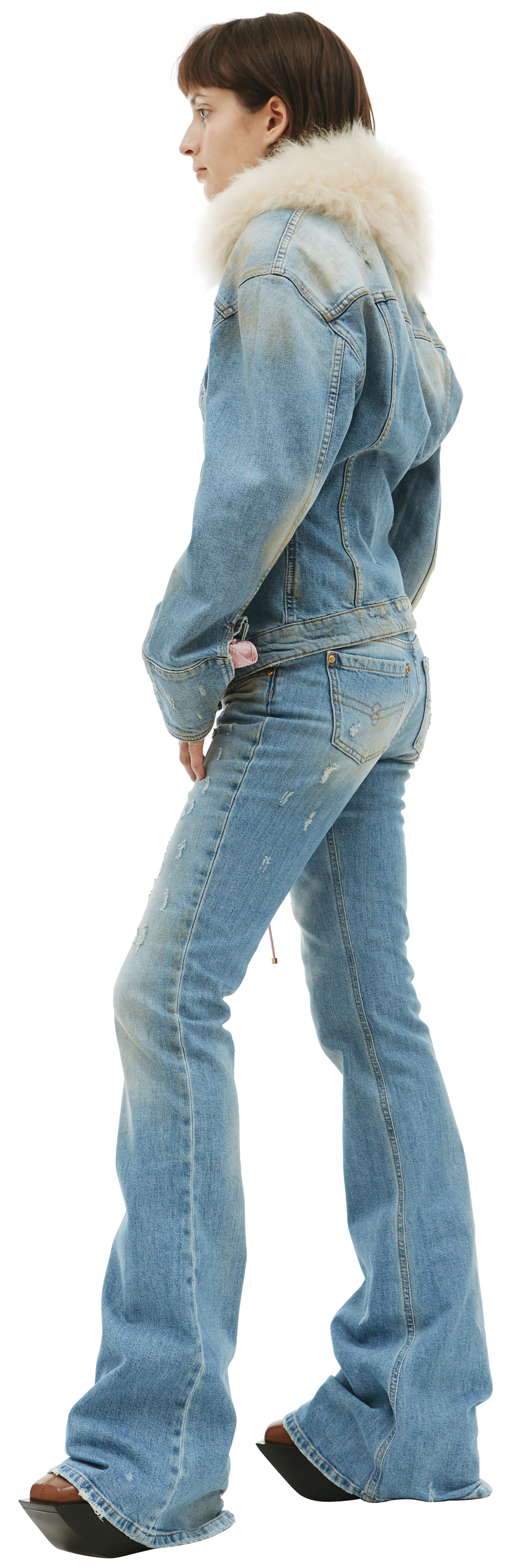 Blumarine Джинсовая куртка с мехом