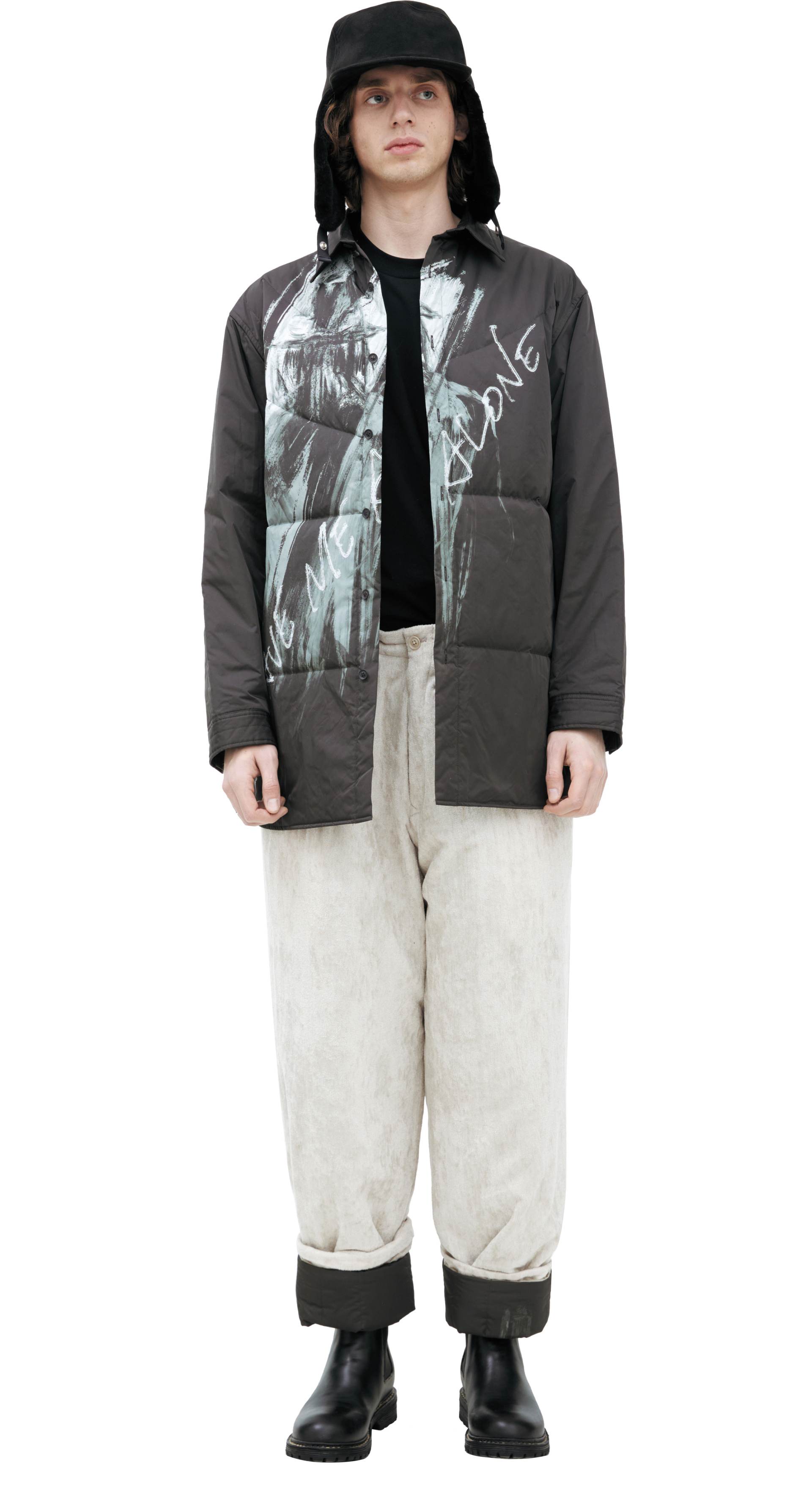 Yohji Yamamoto Стеганая куртка с принтом