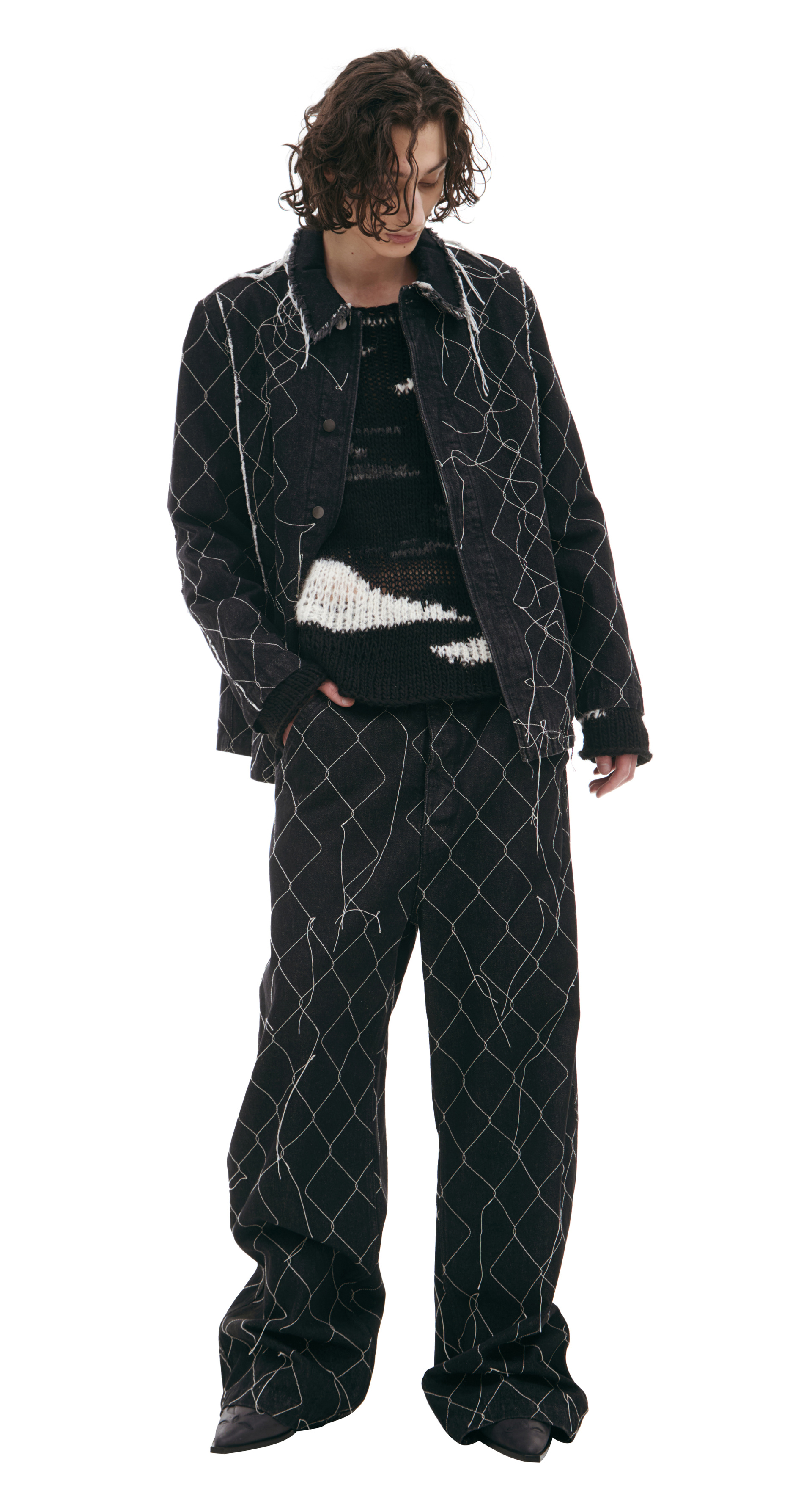 AIREI Куртка с асимметричными нитями