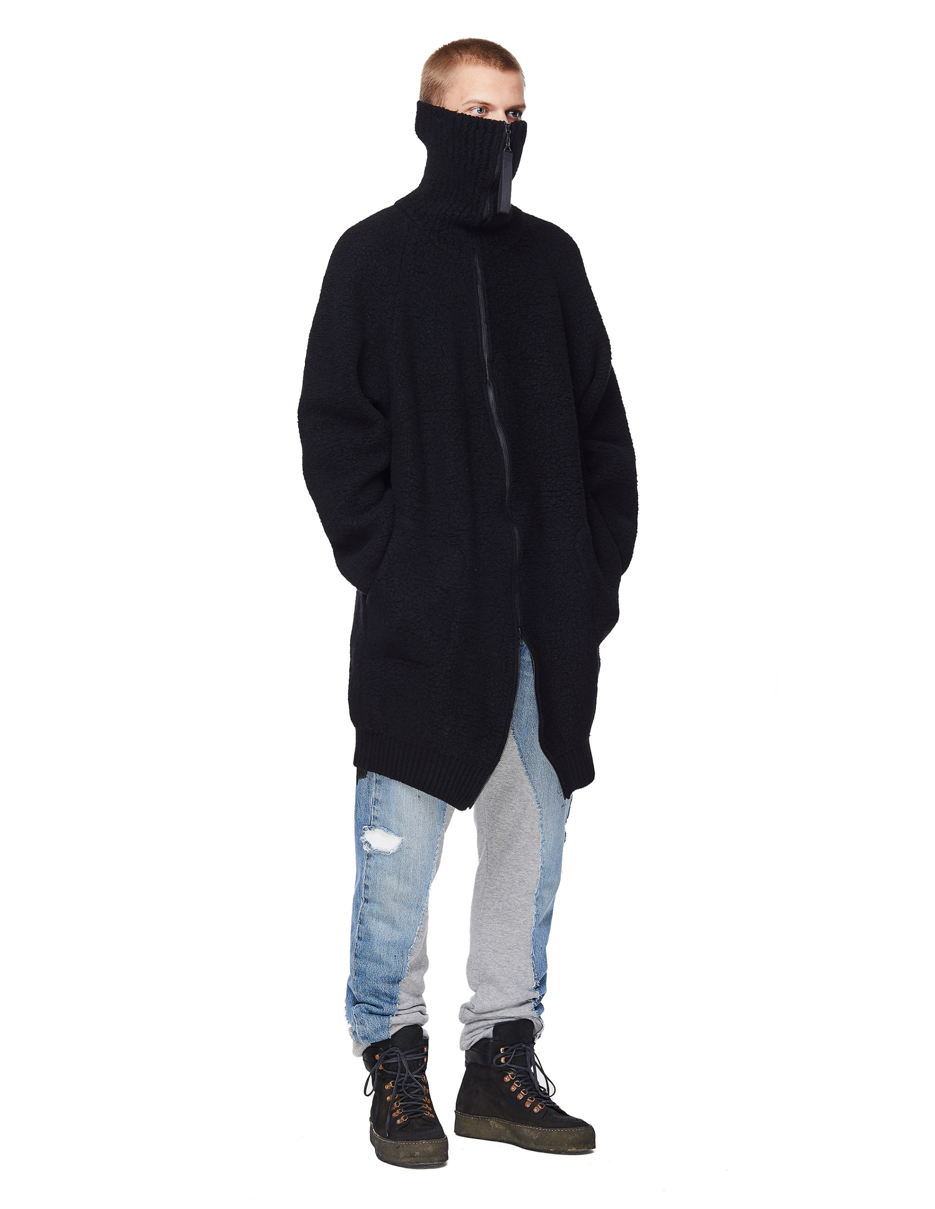 Julius Удлиненный кардиган из шерсти-букле