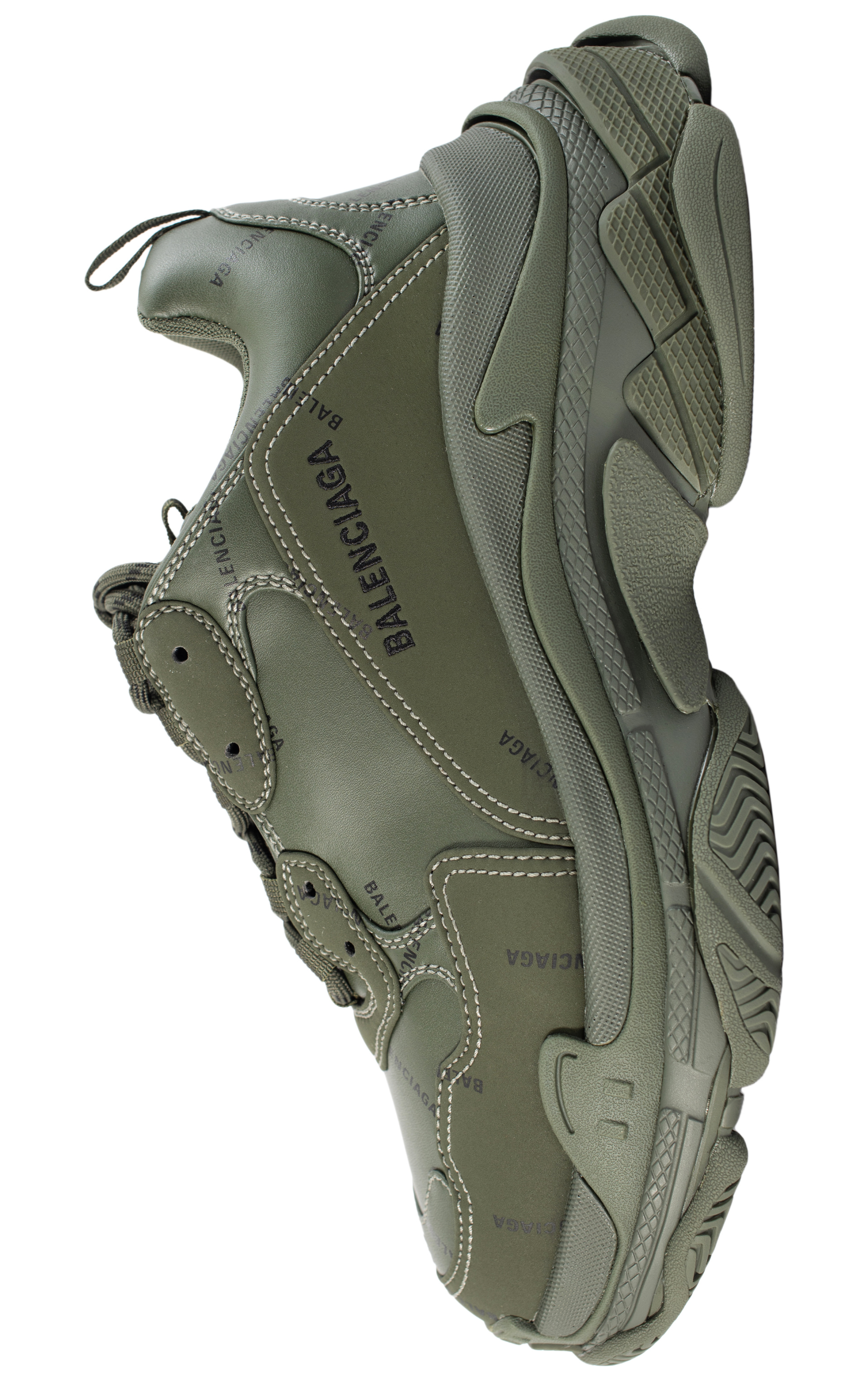 Balenciaga Зеленые кроссовки Triple S с логотипом