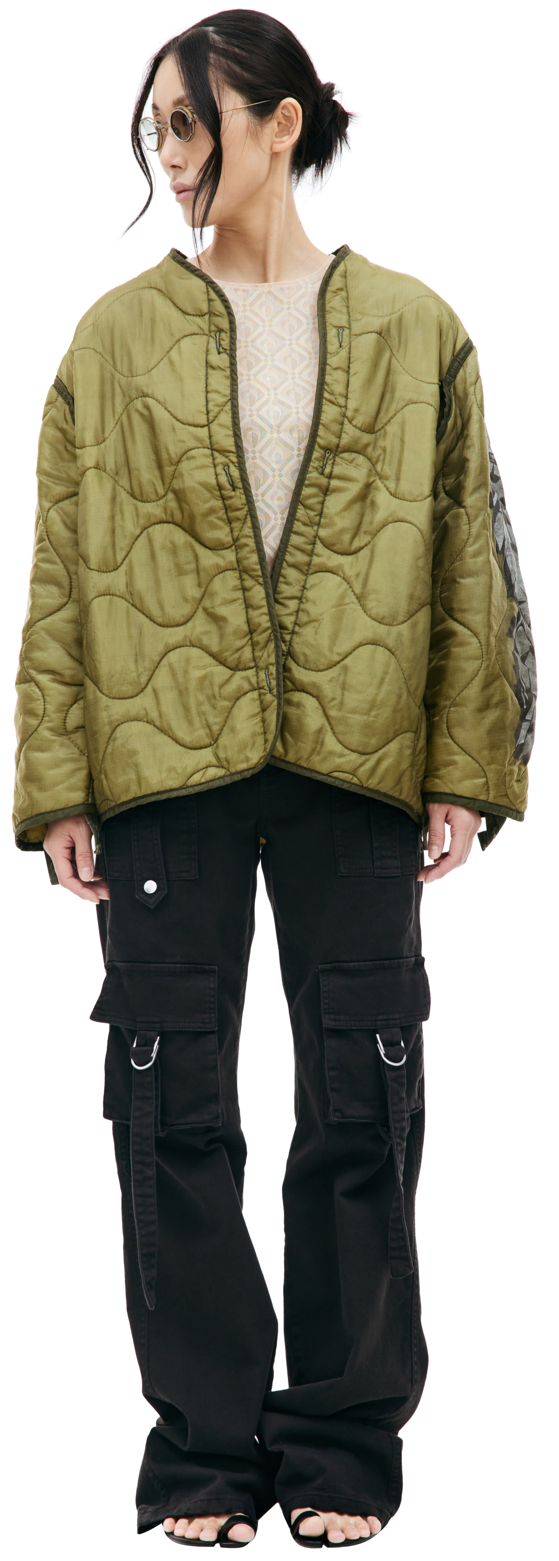 Children of the discordance Стеганая куртка с граффити на рукавах