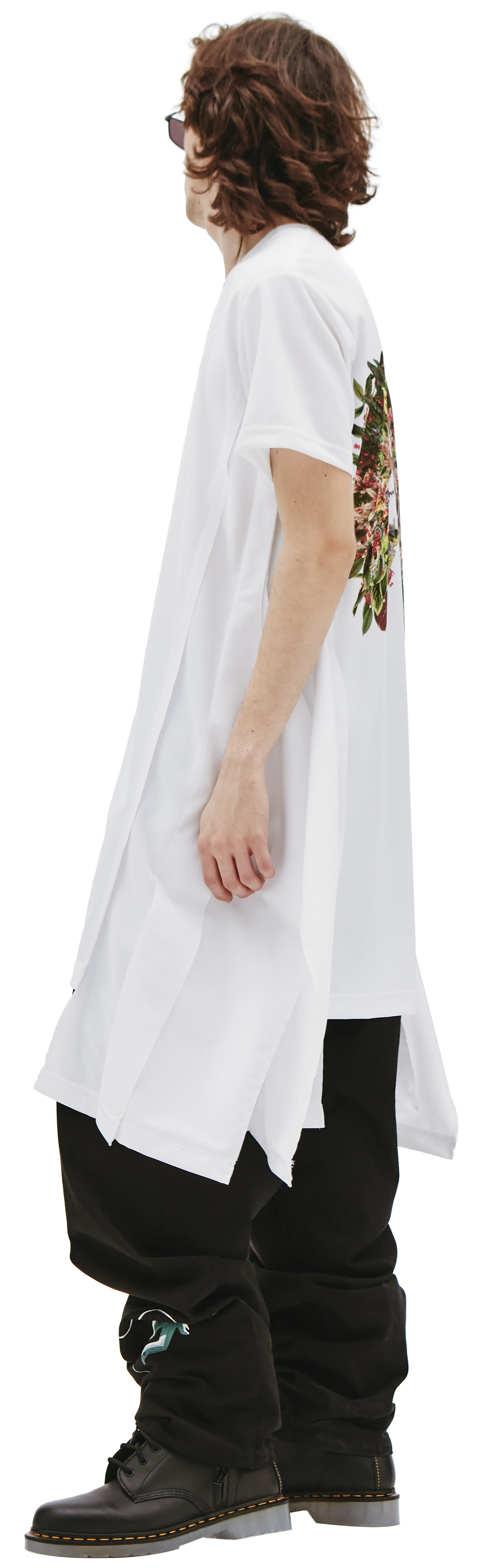 Comme des Garcons Homme plus Длинная асимметричная футболка с принтом