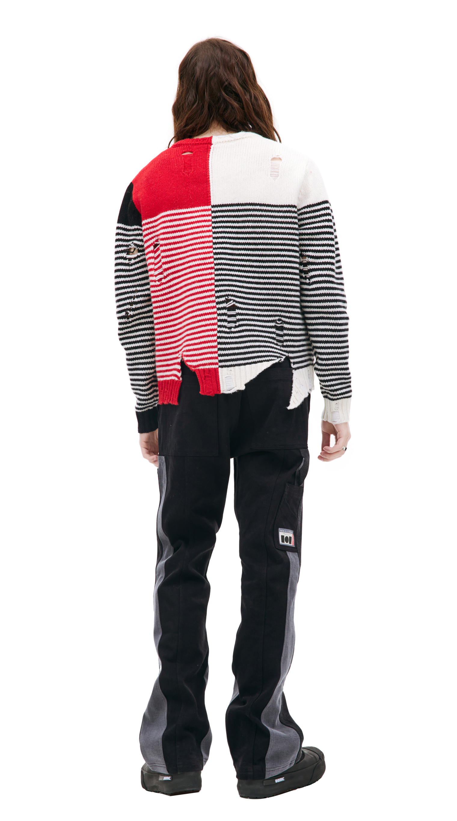 CHARLES JEFFREY LOVERBOY Рваный кардиган в полоску