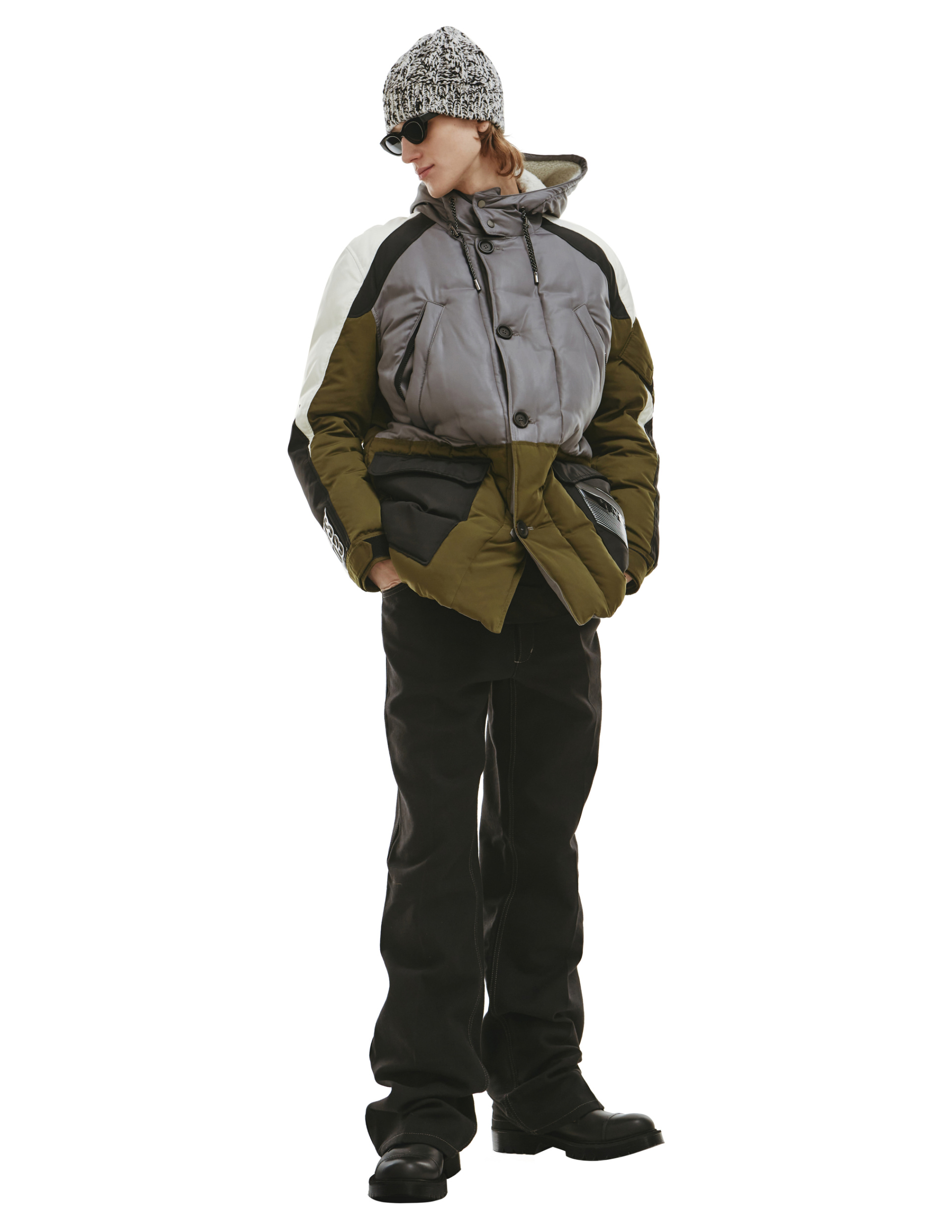 Yves Salomon Пуховая парка с отделкой из овчины