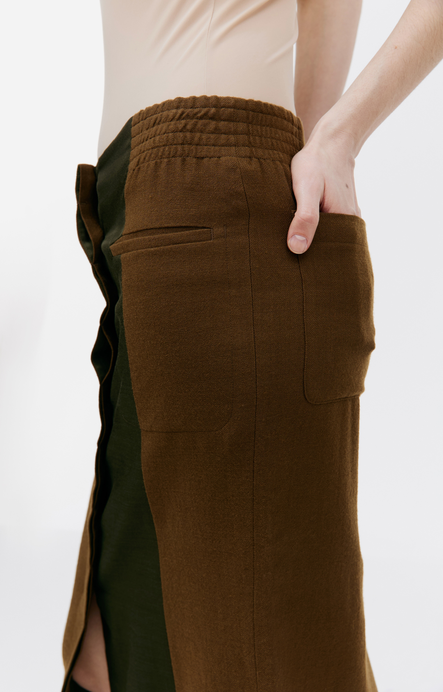 Haider Ackermann Шерстяная юбка цвета хаки
