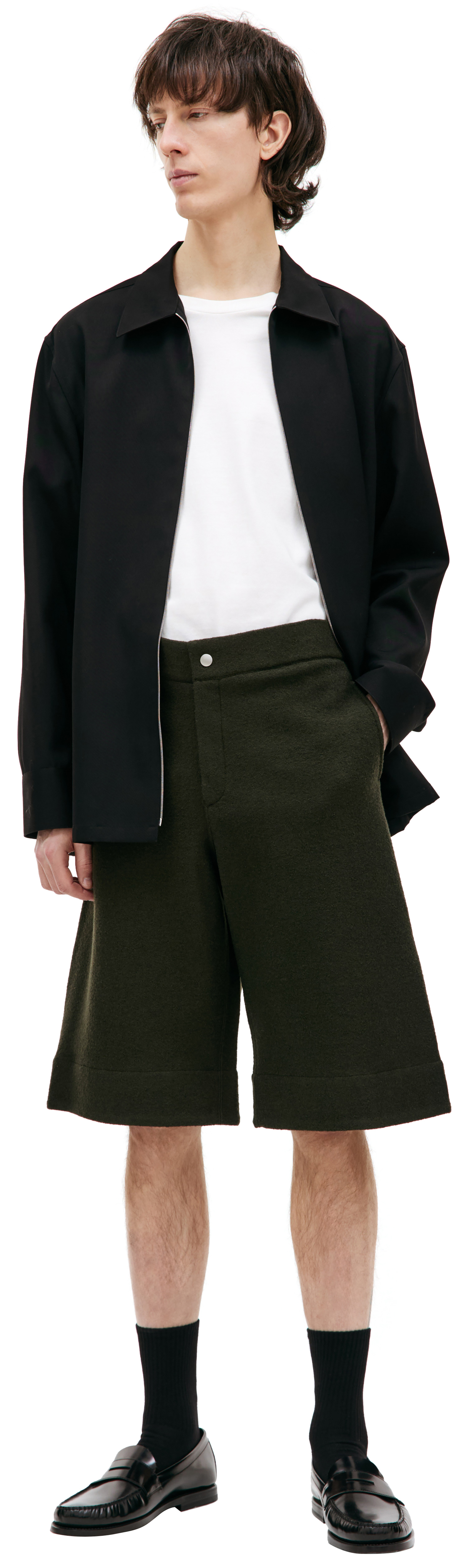 Jil Sander Зеленые шерстяные шорты