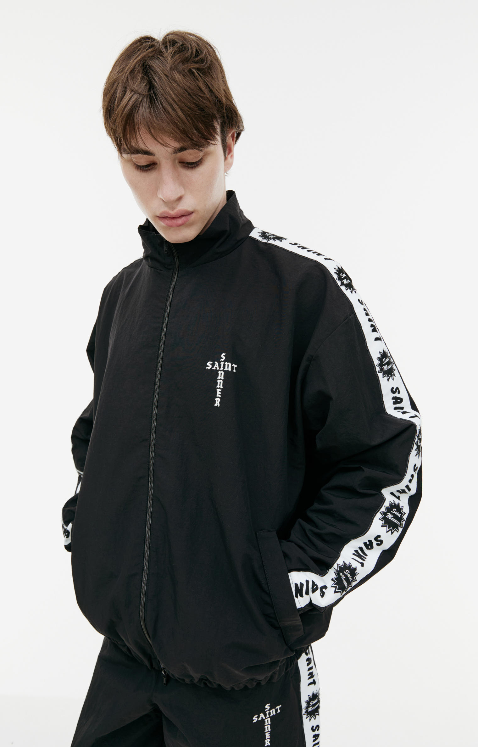 Saint Mxxxxxx Черный бомбер с лампасами