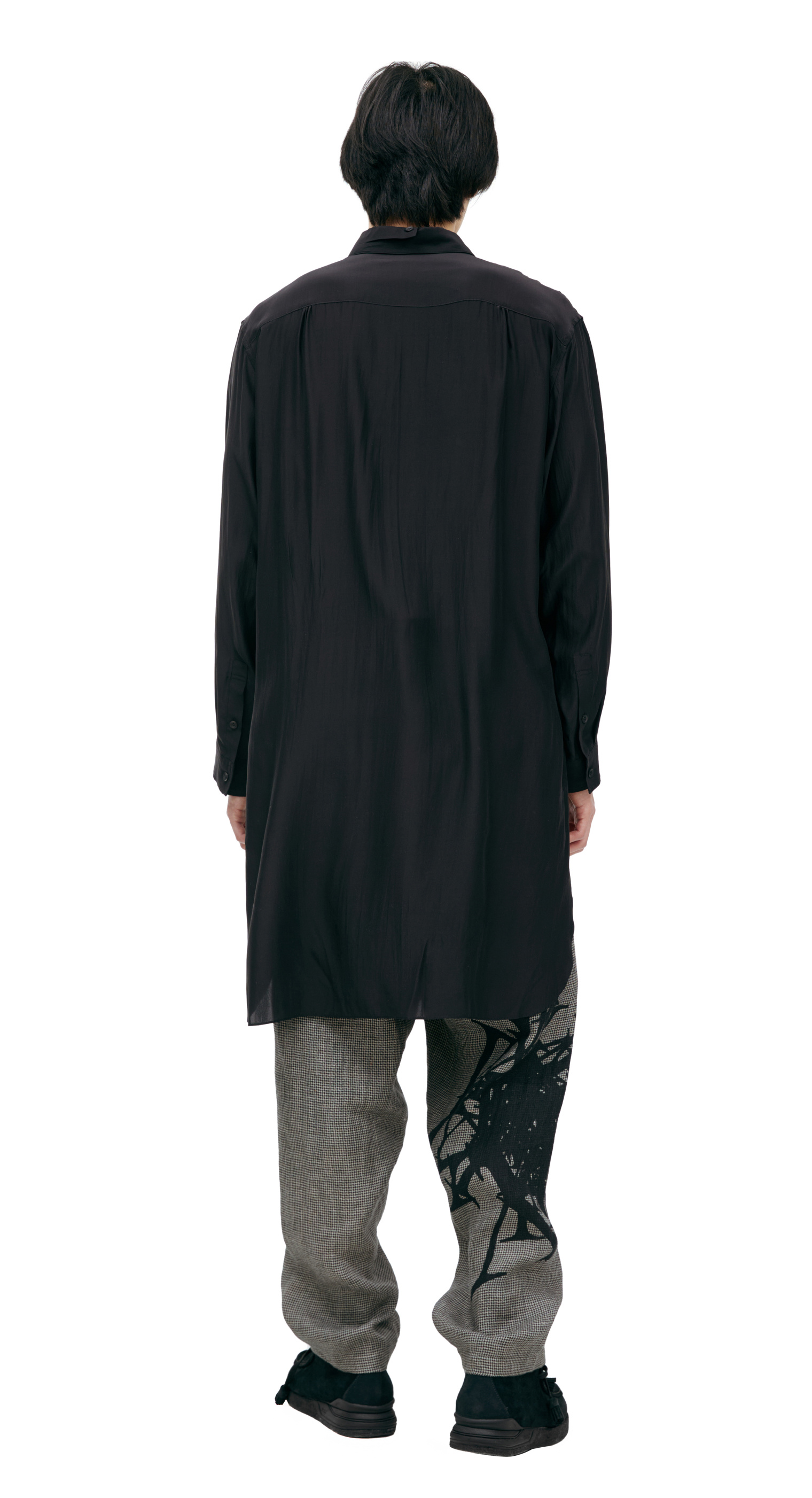 Yohji Yamamoto Шелковая рубашка с принтом