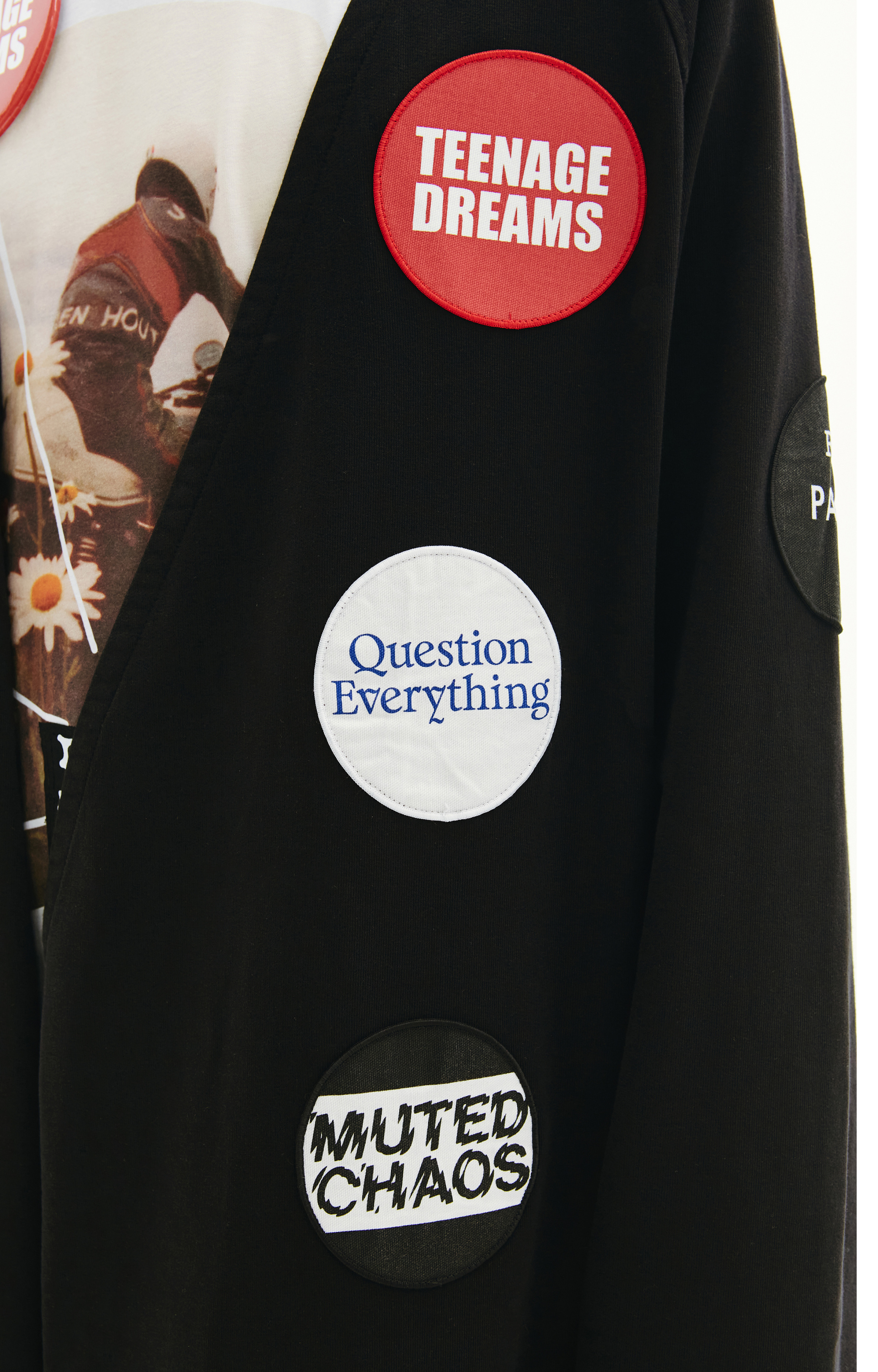 Raf Simons Черное пальто с нашивками