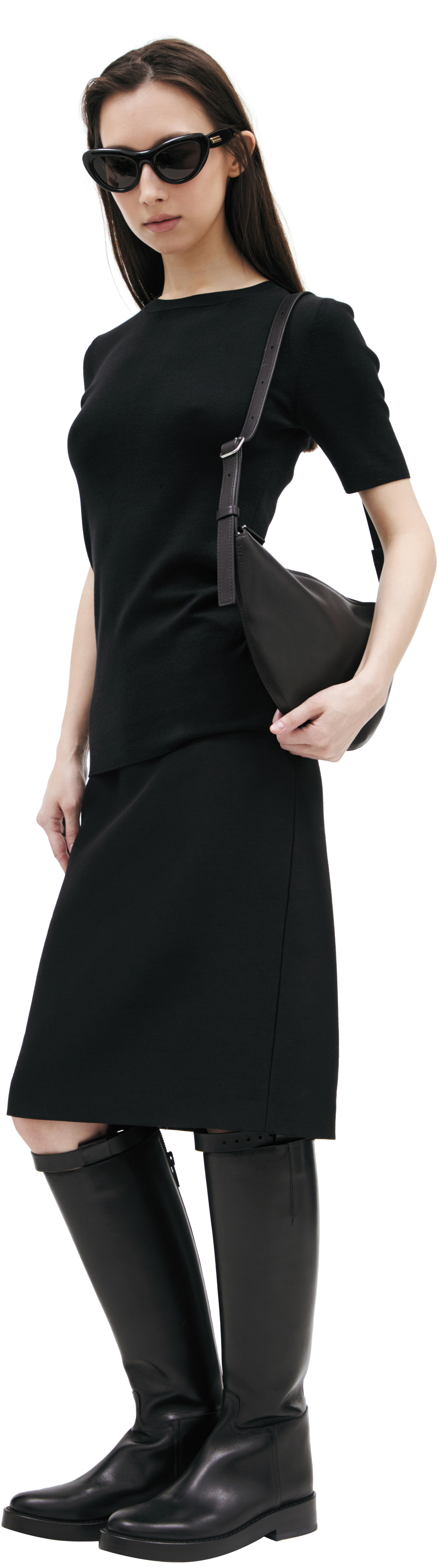 The Row Черная футболка из шелка