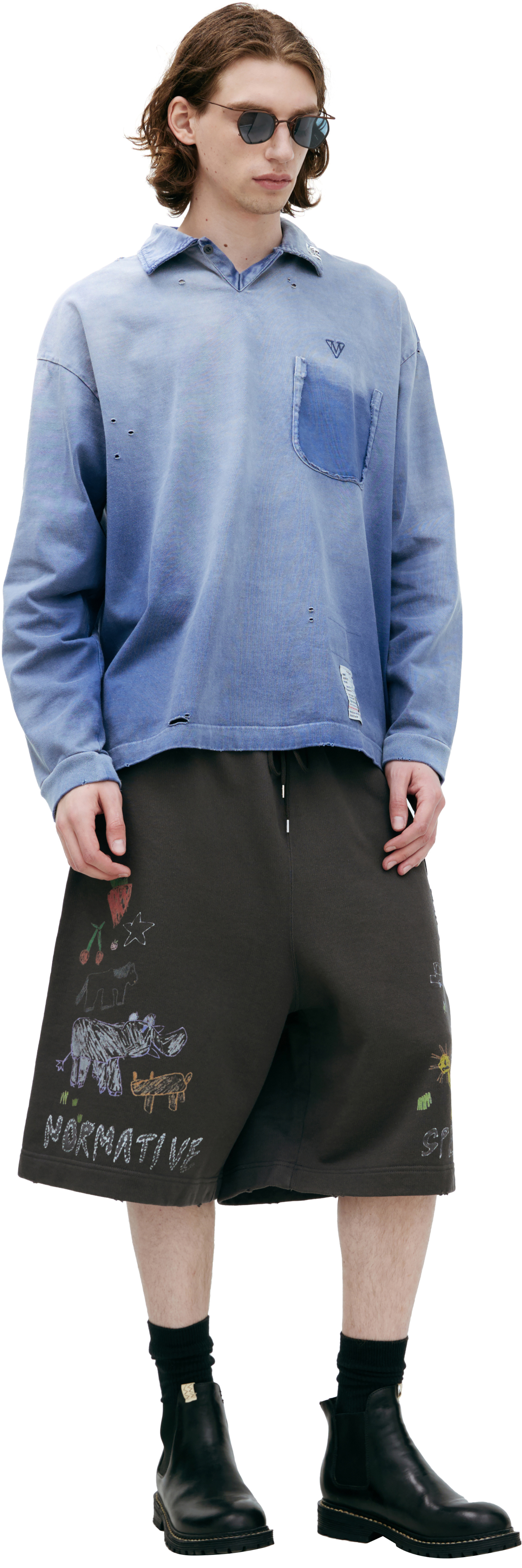 Maison Mihara Yasuhiro Поло с эффектом потертостей