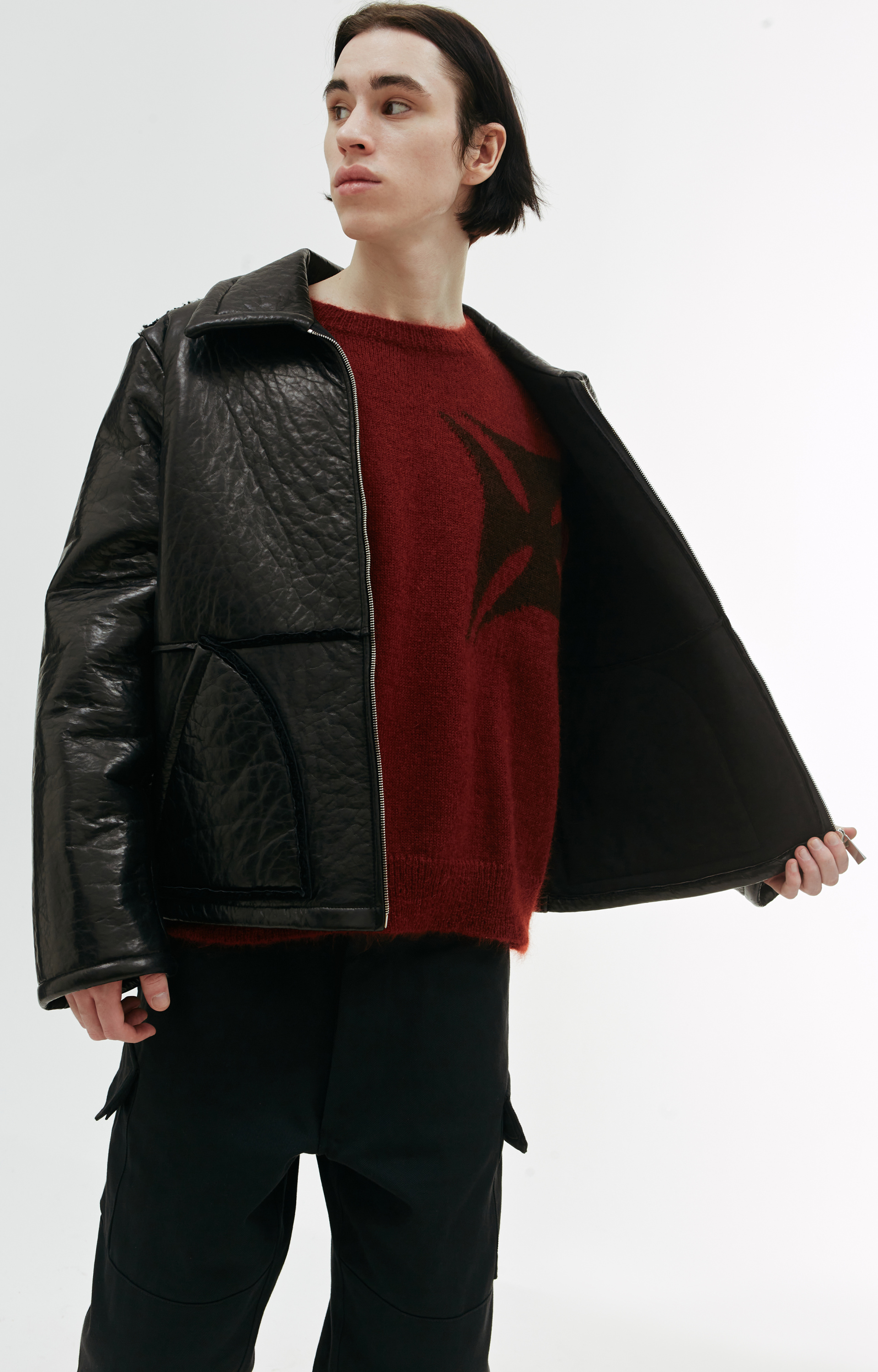 Enfants Riches Déprimés Черная дубленка с накладными карманами