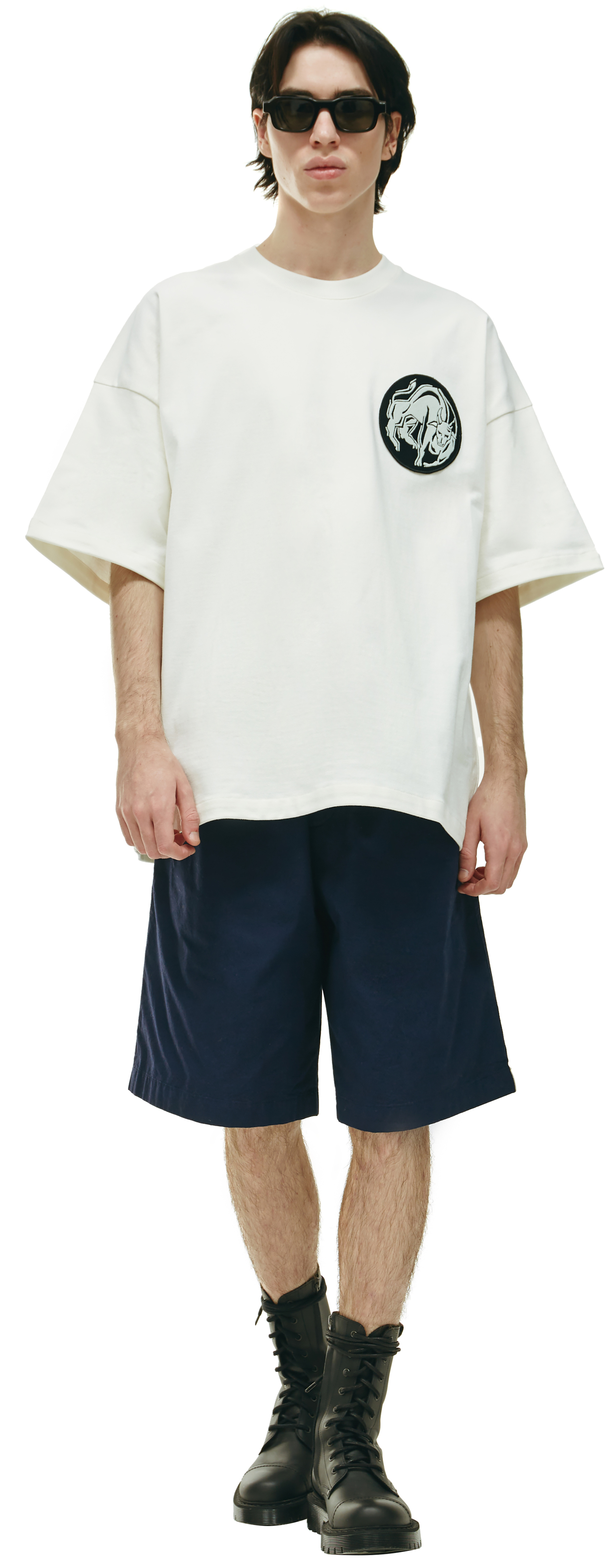 Jil Sander Оверсайз футболка с нашивкой Телец