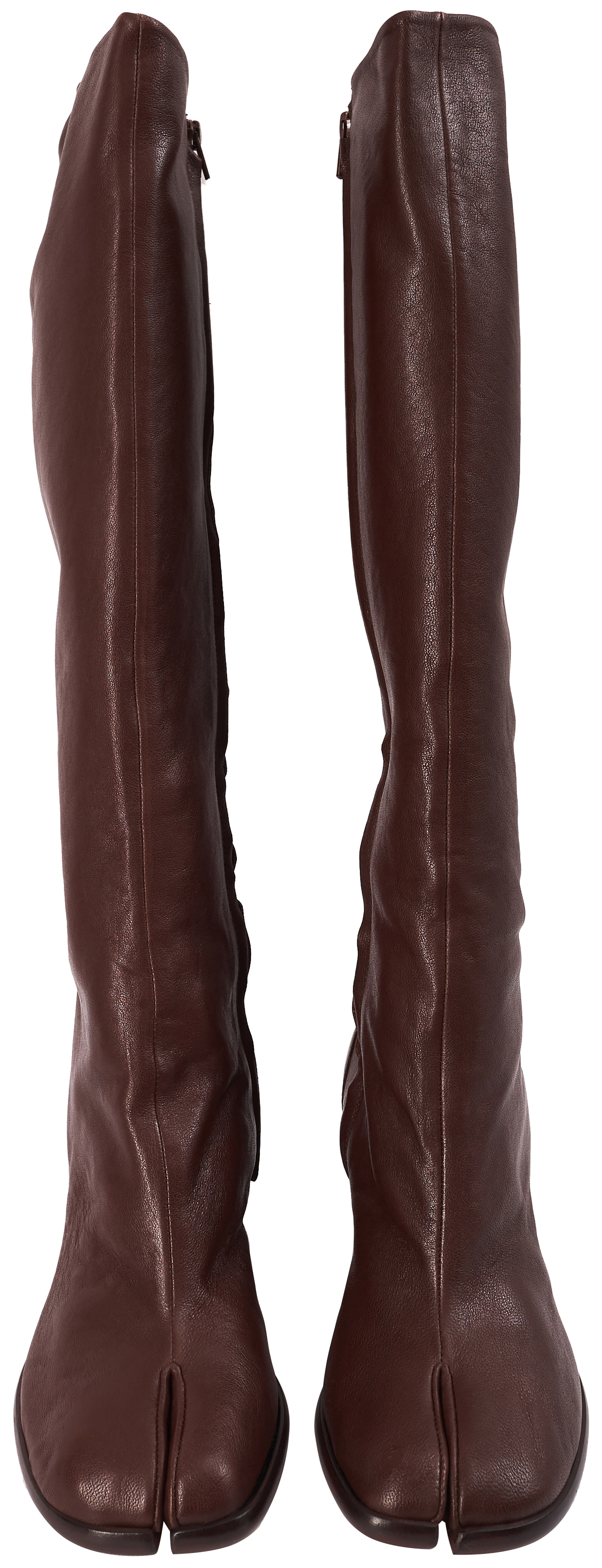 Maison Margiela Бордовые кожаные сапоги Tabi