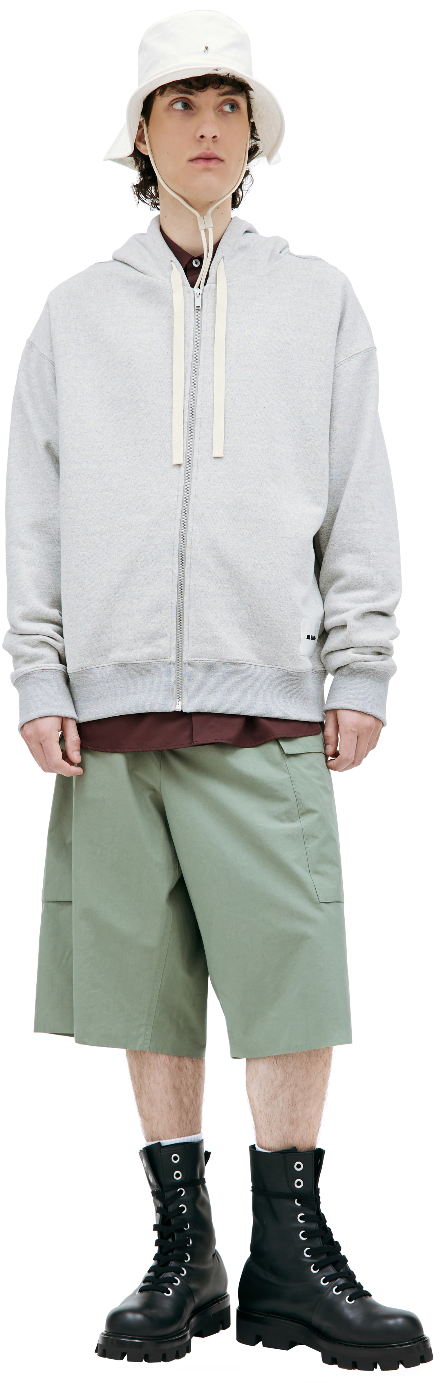 Jil Sander Худи на молнии с лентами
