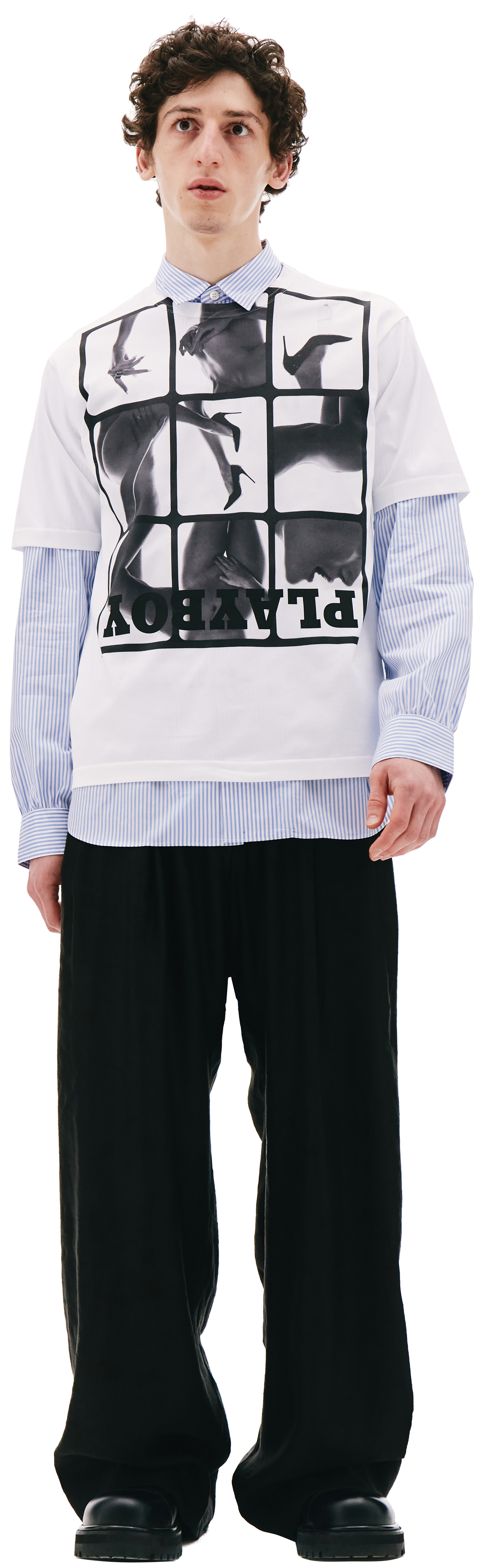 Junya Watanabe Белая футболка с принтом