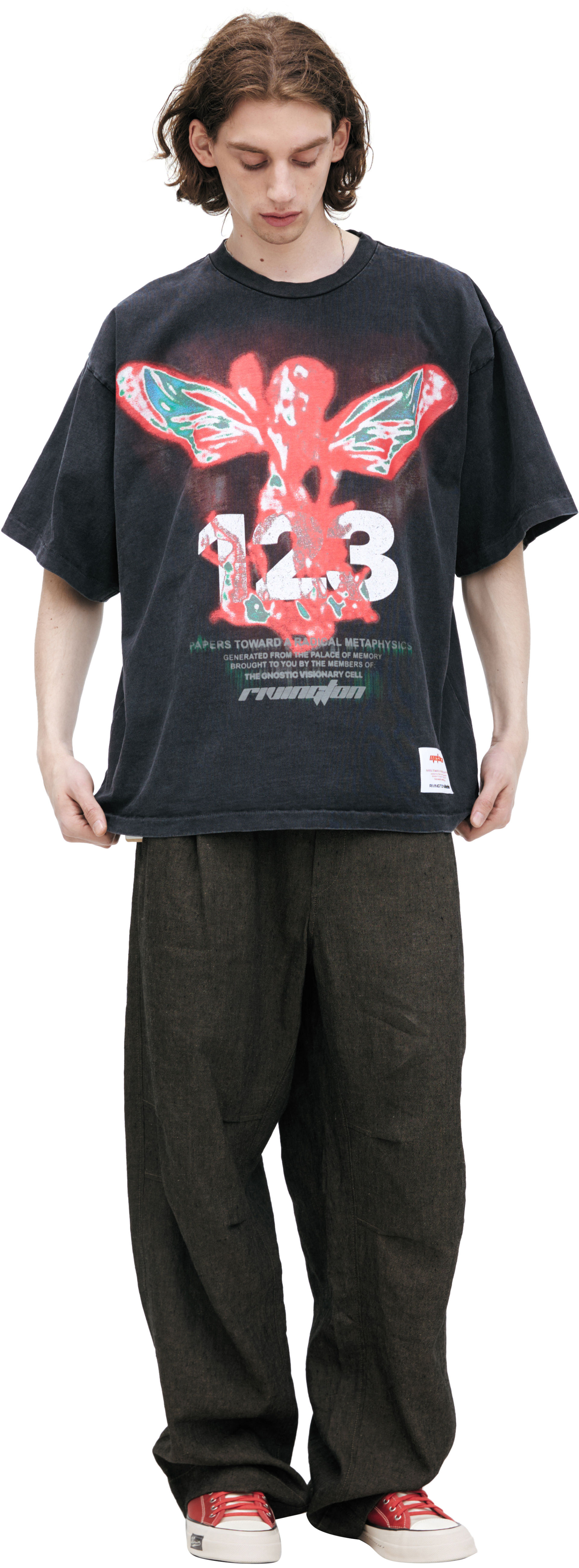 RRR123 Серая футболка с принтом