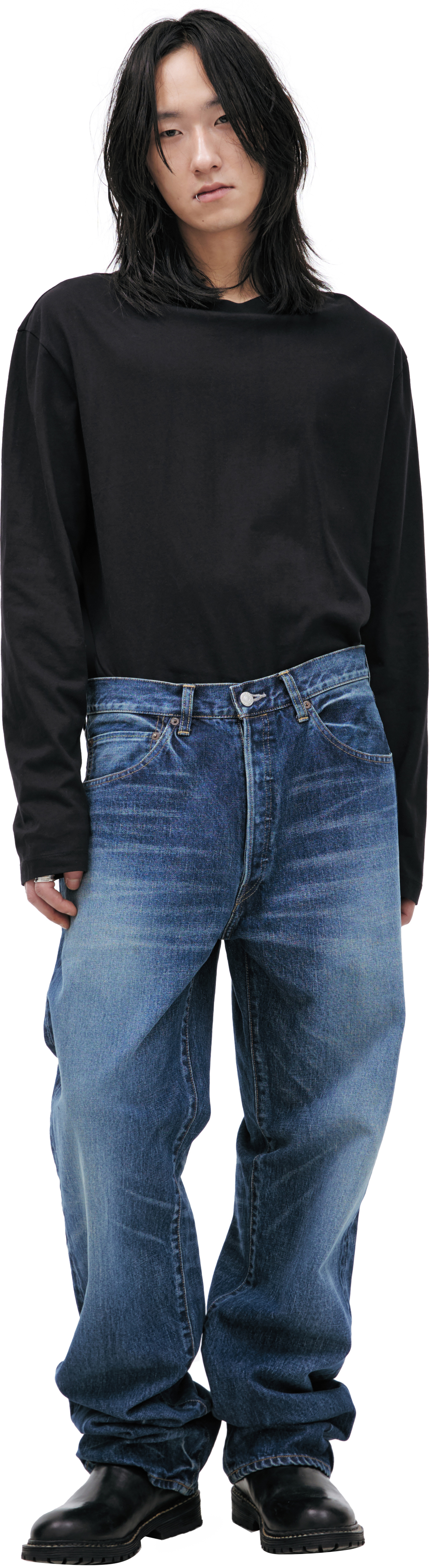 Maison Mihara Yasuhiro Синие джинсы с потертостями