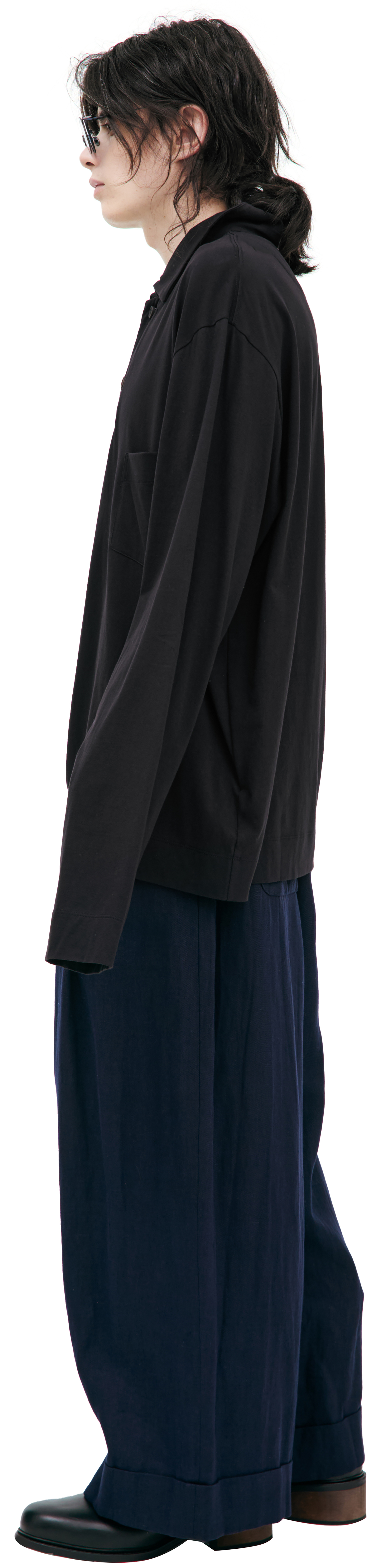 Ziggy Chen Поло-0M2520202 дл рукав, принты спереди и на спине, накладной карман на груди, черн