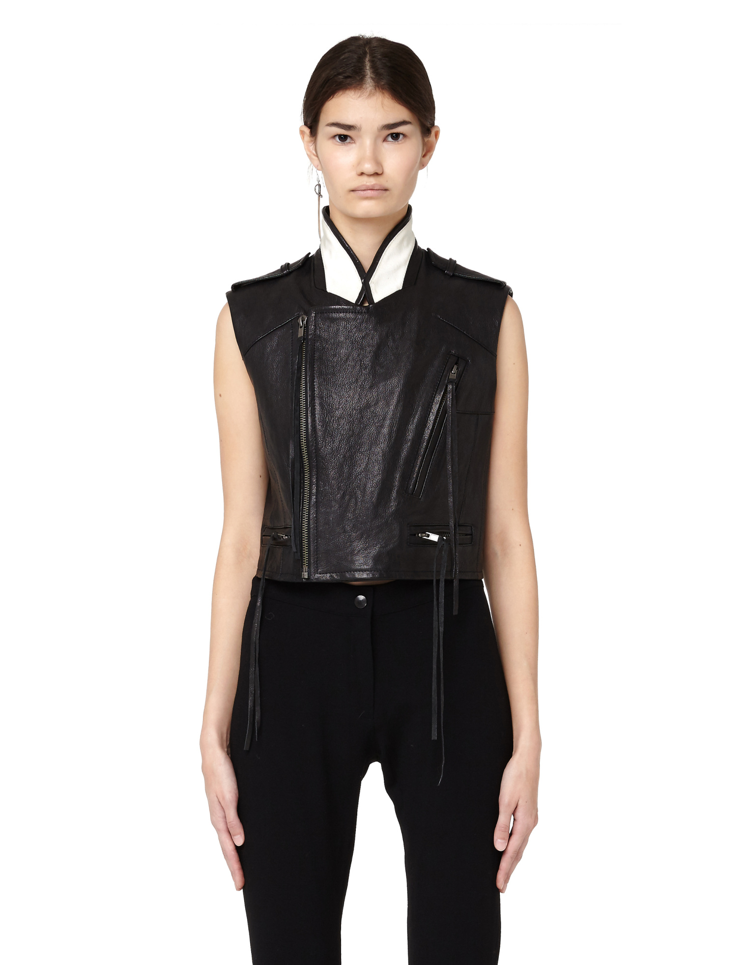 Haider Ackermann Кожаный жилет с ручным принтом
