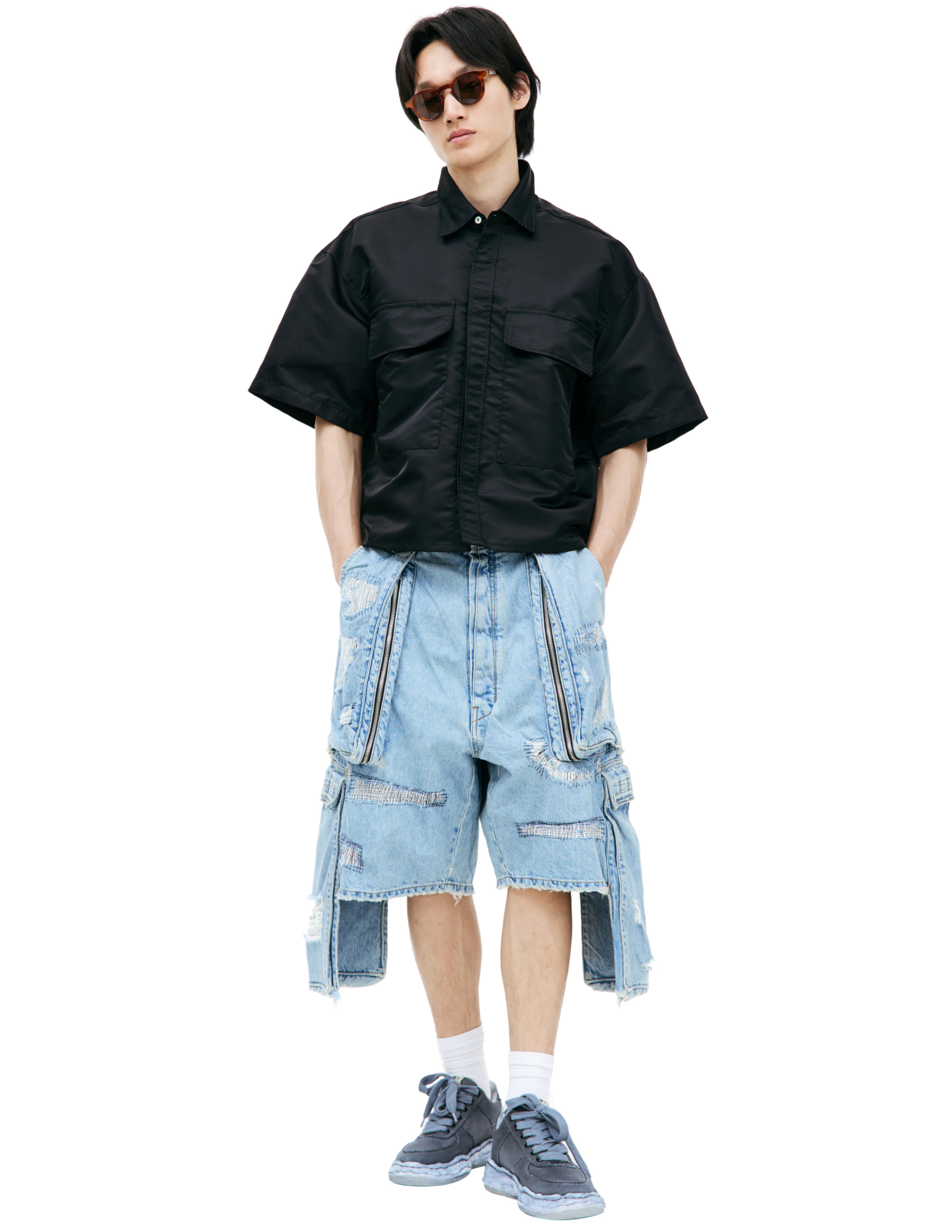 B1ARCHIVE Черная рубашка с коротким рукавом