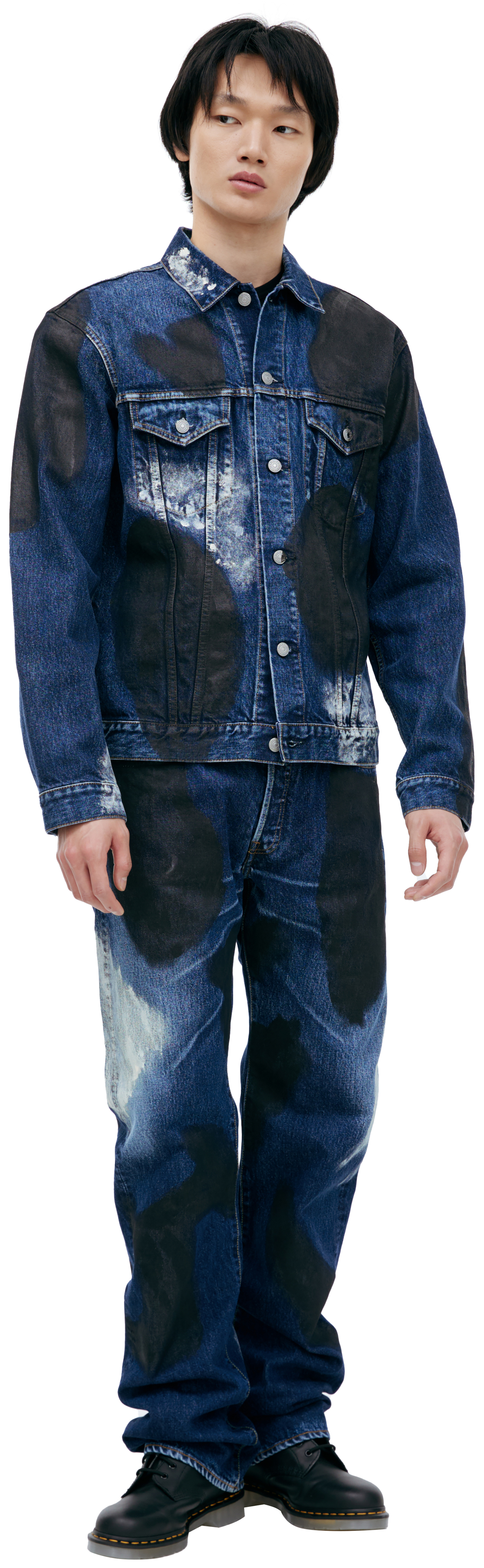 Yohji Yamamoto Джинсовая куртка с эффектом краски