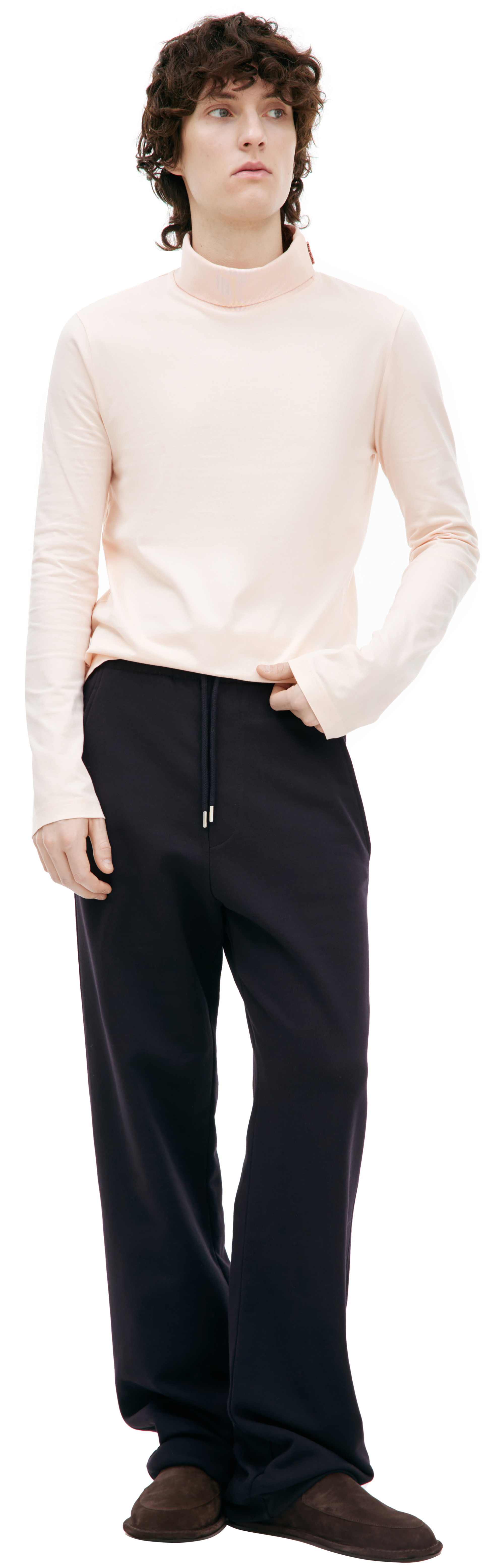 Dries Van Noten Темно-синие брюки из хлопка