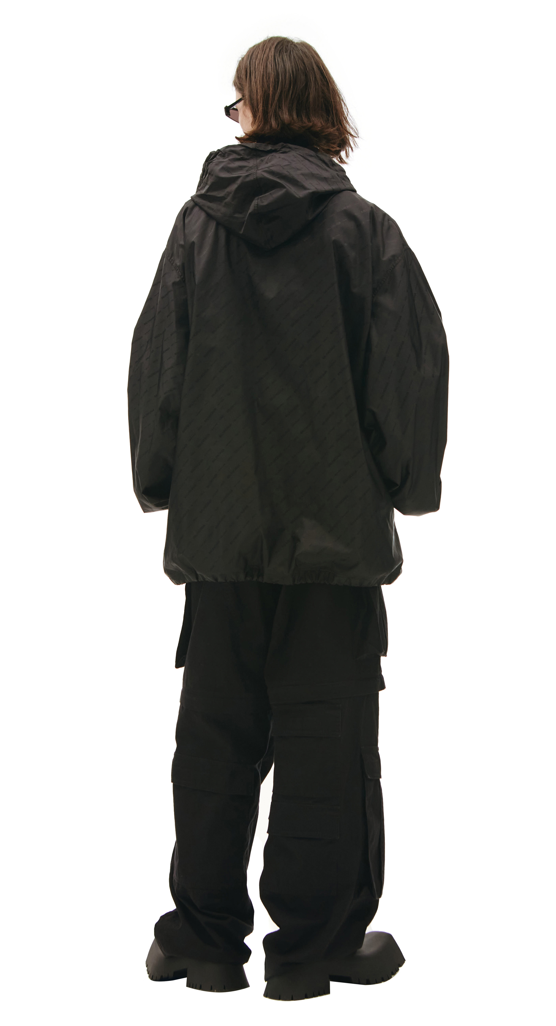 Balenciaga Черная ветровка с монопринтом