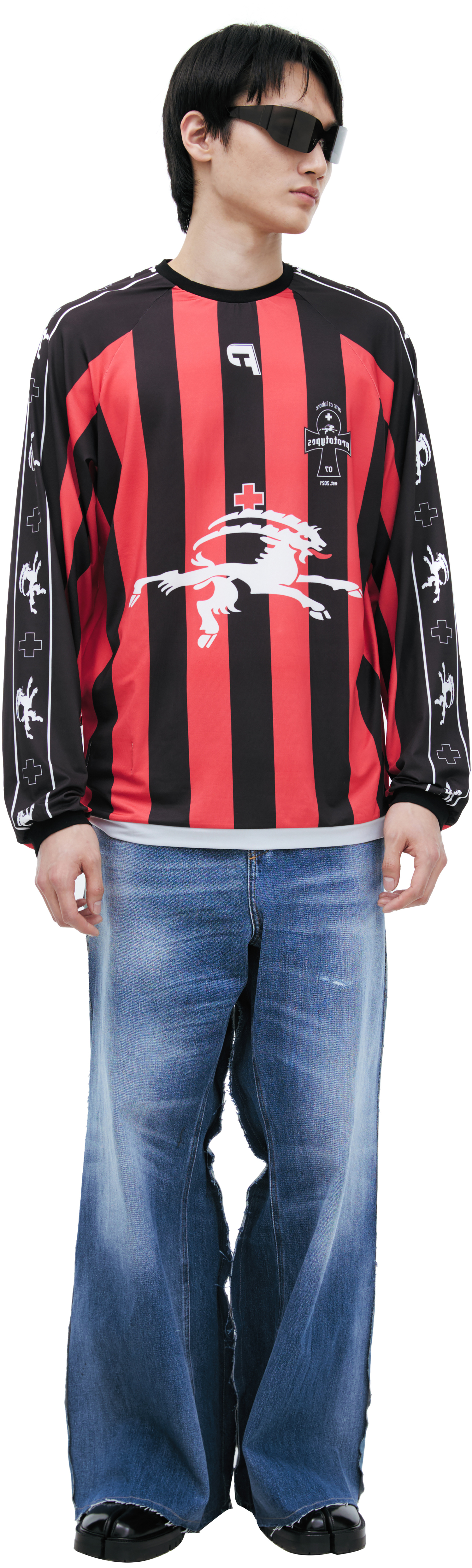 PROTOTYPES Полосатый лонгслив с принтом