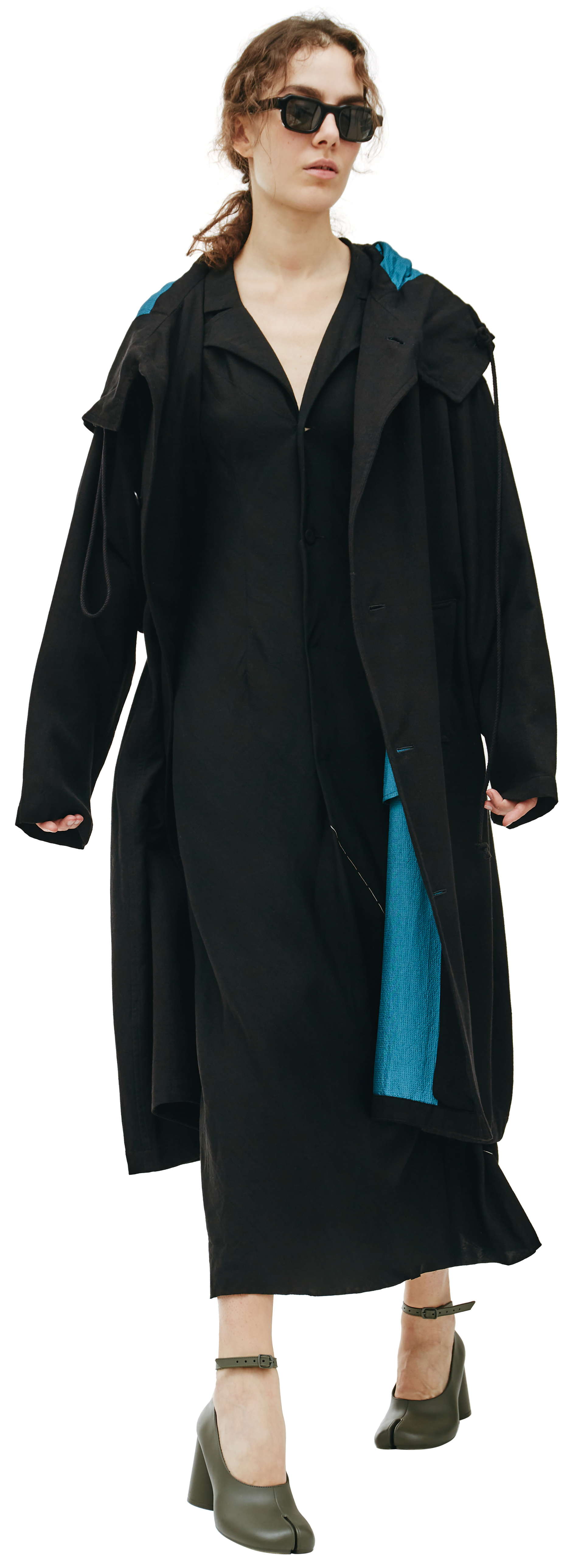 Y\'s Плащ на пуговицах с синим подкладом