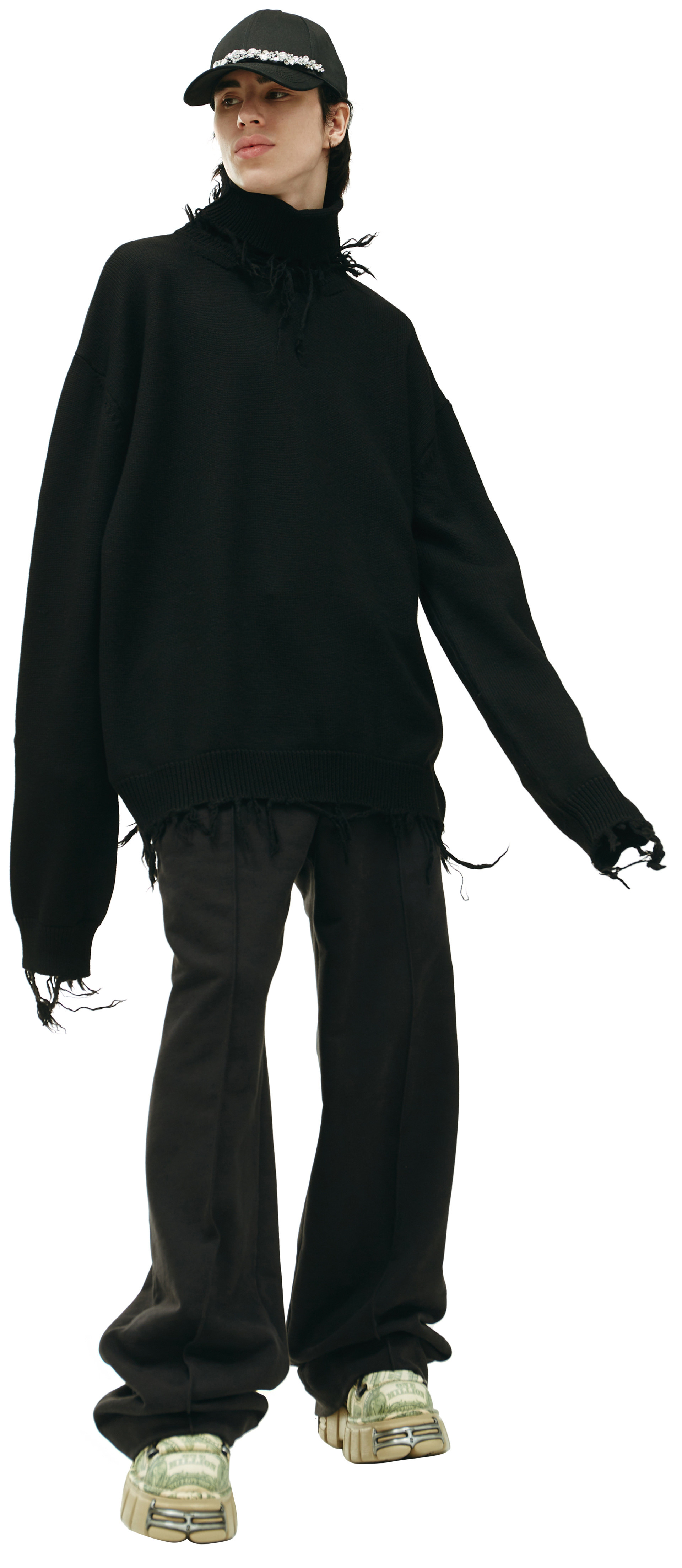 VETEMENTS Рваный свитер с высоким горлом