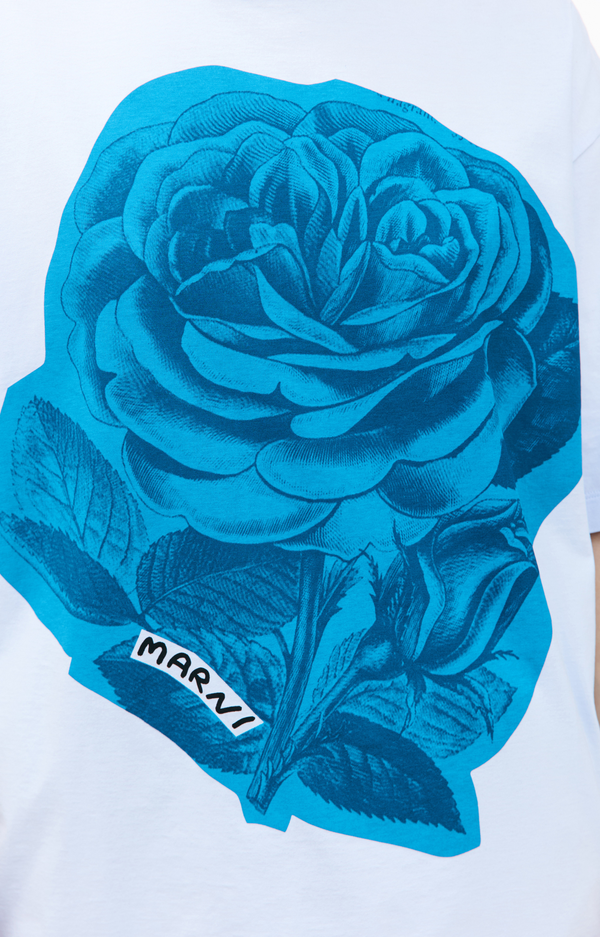 Marni Голубая футболка с принтом